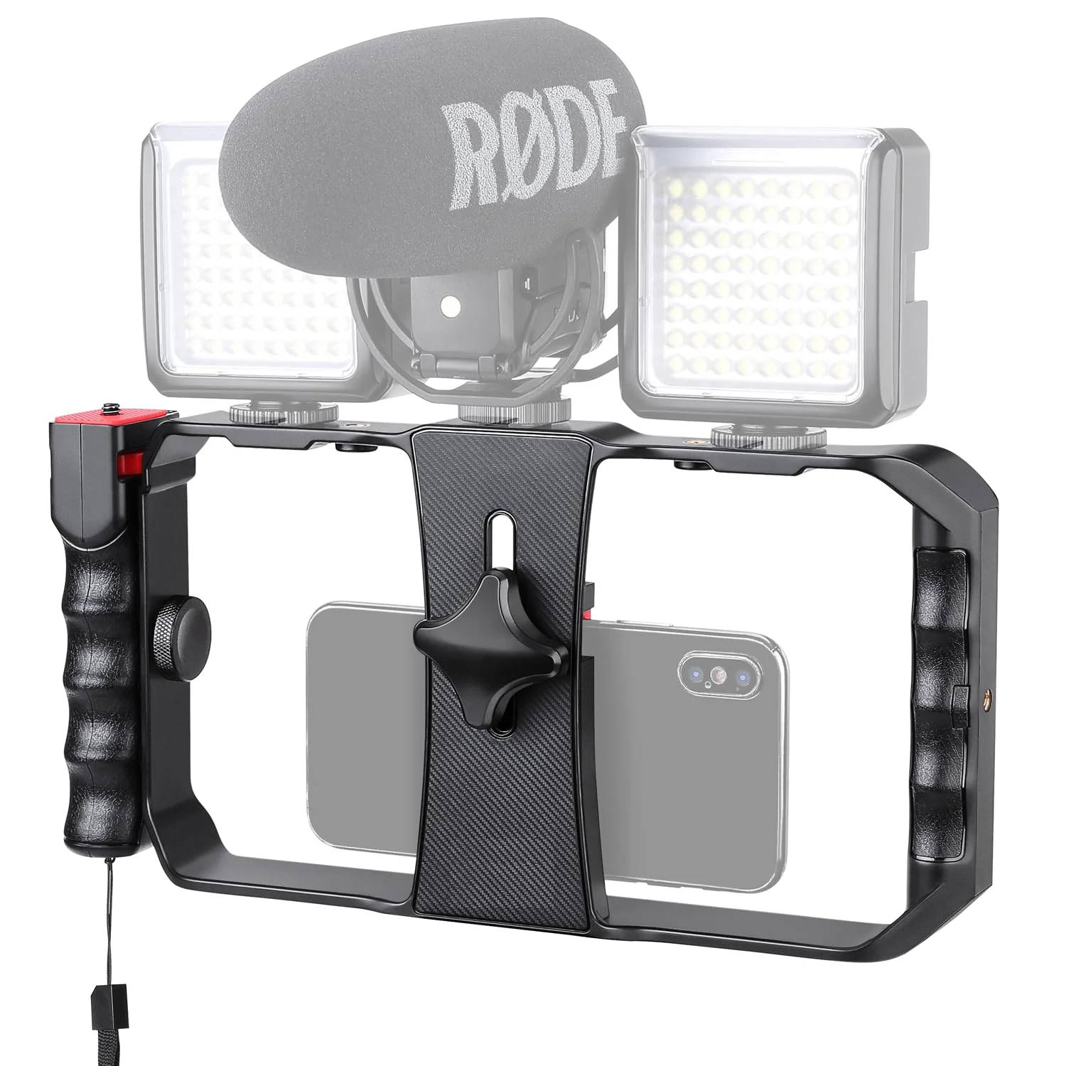 Neotter Smartphone Video Rig, Filmmaking Vlogging Cage, Phone Stabilizer Tripod Mount with Wireless Remote Shutter for All iPhone and Android Smartphones