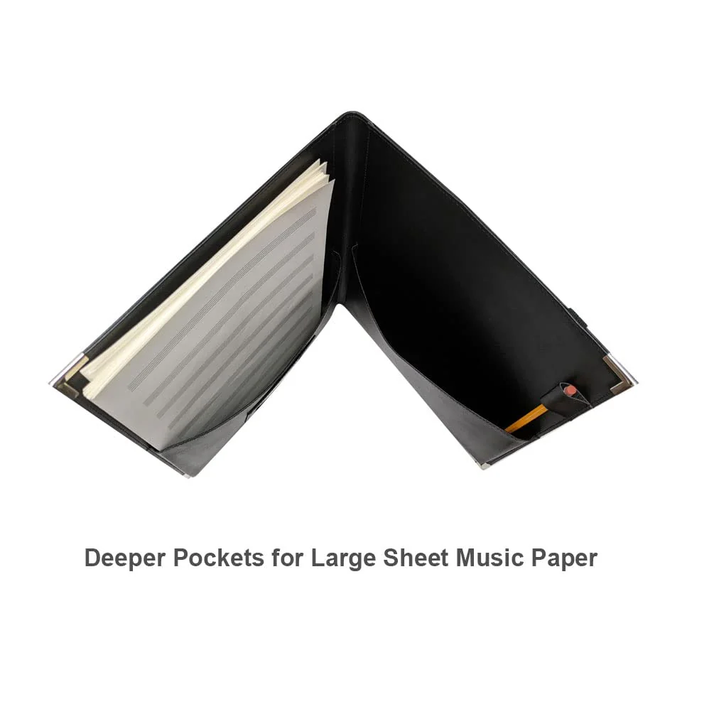 New! MSP Big Band Sheet Music Folder | 11.5" x 13.75" - Sheet Music Folios Storage Folder with Straps Closures for Band, Orchestra, Soloist, Piano - Instrument Player (MSP-240-Black) - Image 3