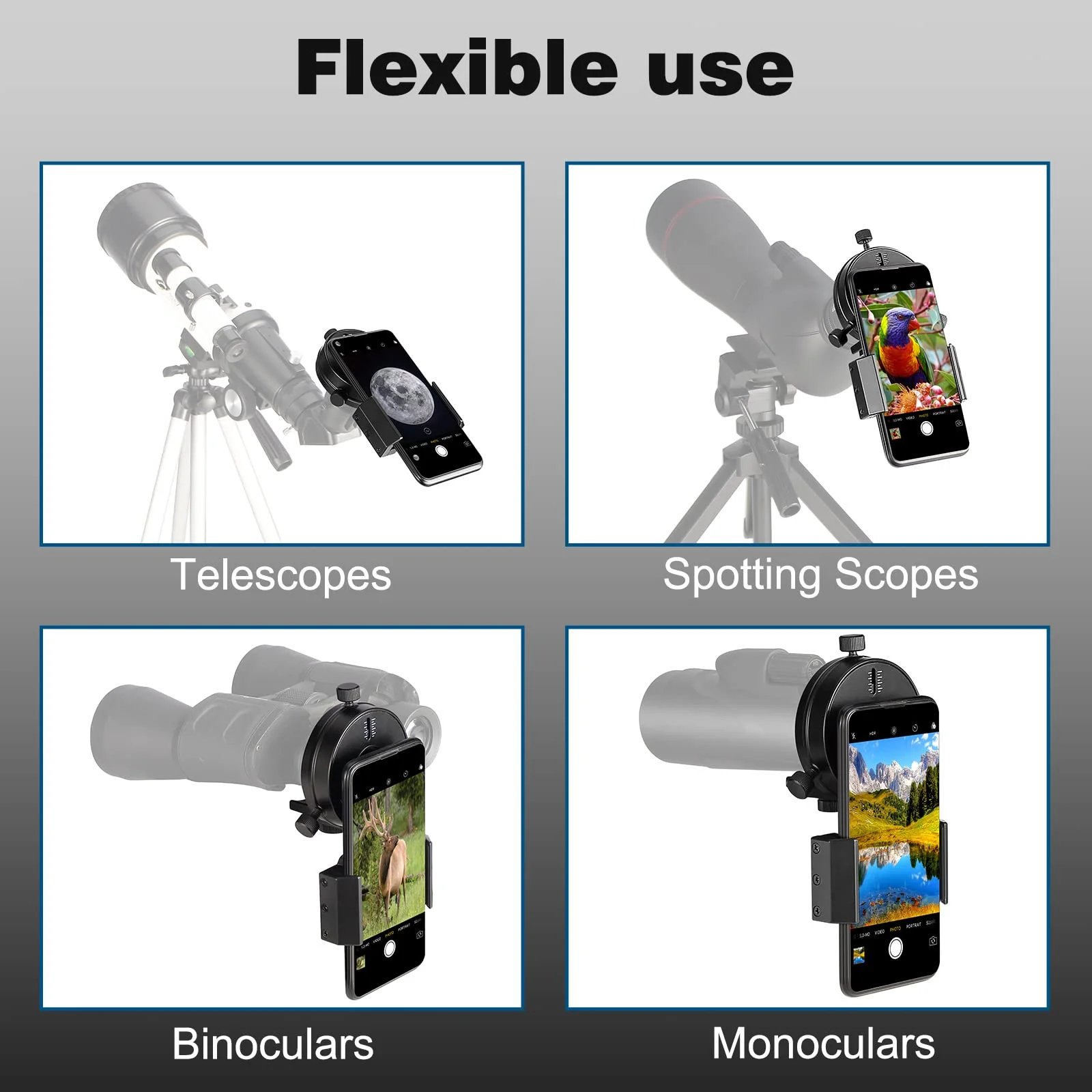 Newest Smartphone Scope Adapter- Phone Mount Working with Spotting Scopes& Binoculars& Monocular& Telescope& Microscope - Image 7
