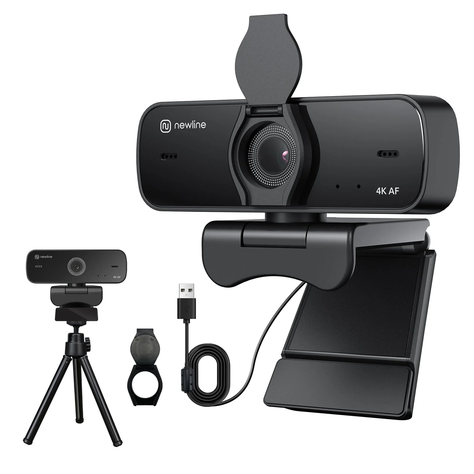 NewlineWork NewEye 4K HD PC Webcam USB Webcam with Microphone Pro Streaming Web Camera with Auto Focus, Low Distortion, Privacy Cover, Tripod Stand for Zoom/Skype/Teams/Laptop/conferencing/Calling