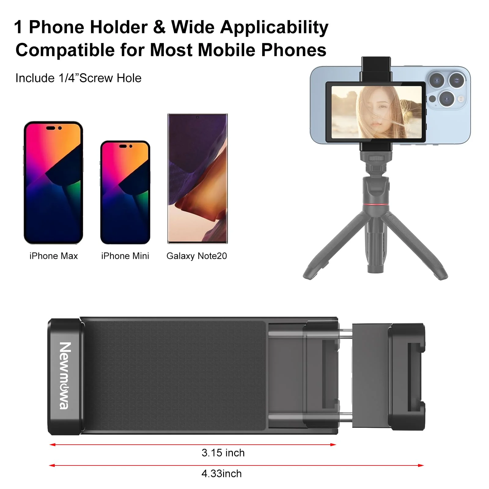 Newmowa Phone Vlog Selfie Monitor Screen, Magnetic Phone Holder Clip Mount, Using Phone Rear Camera for Selfie Vlog Live Stream TikTok, Compatible with iPhone (NOT Supports 4K Recording) - Image 4