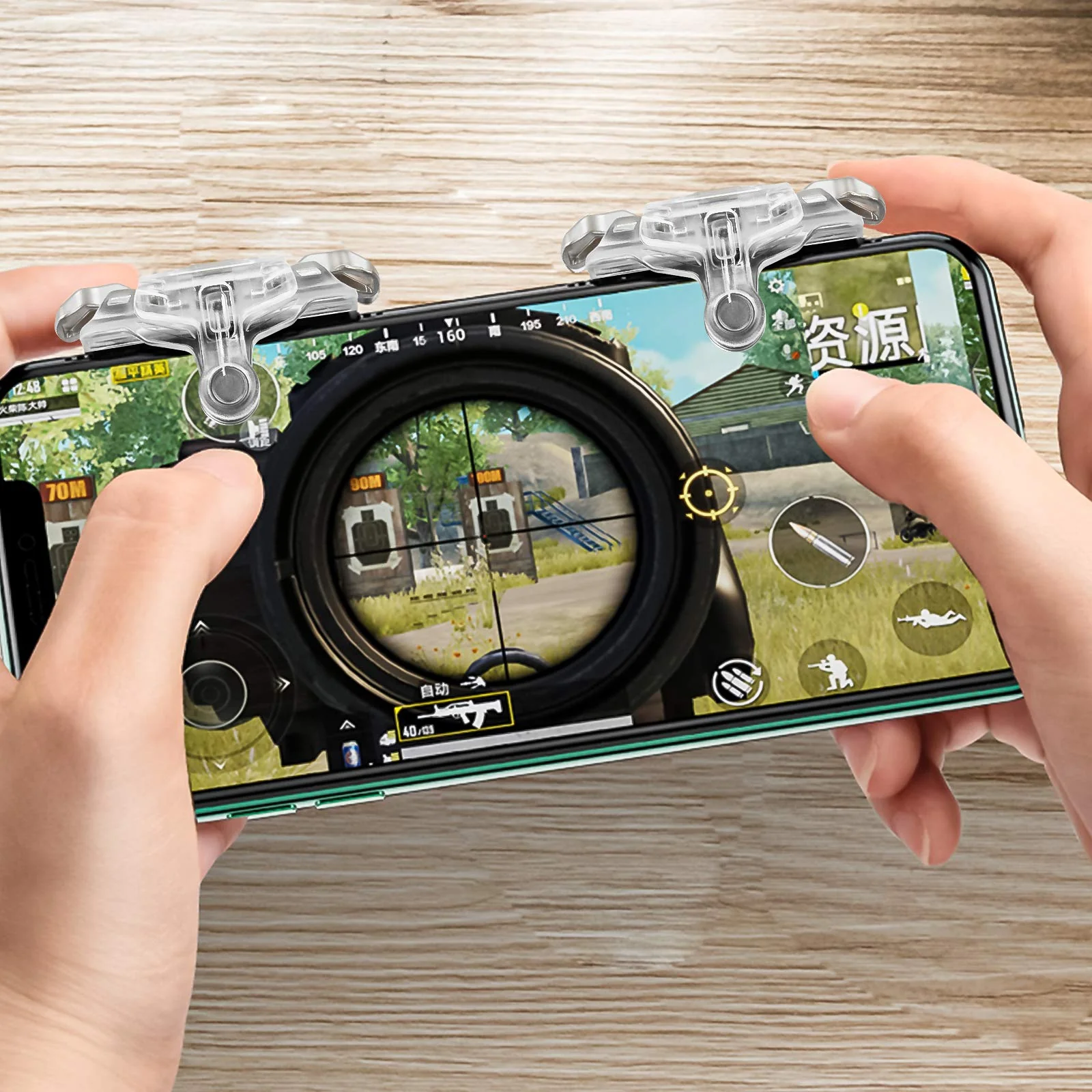 Newseego for PUBG Mobile Game Controller Trigger, Upgrade Version PUBG Mobile Game Trigger Double Sensitive Aim Shoot Keys Buttons for Rules of Survival/Knives Out Triggers for All Smartphone-Transparent Transparent - Image 6