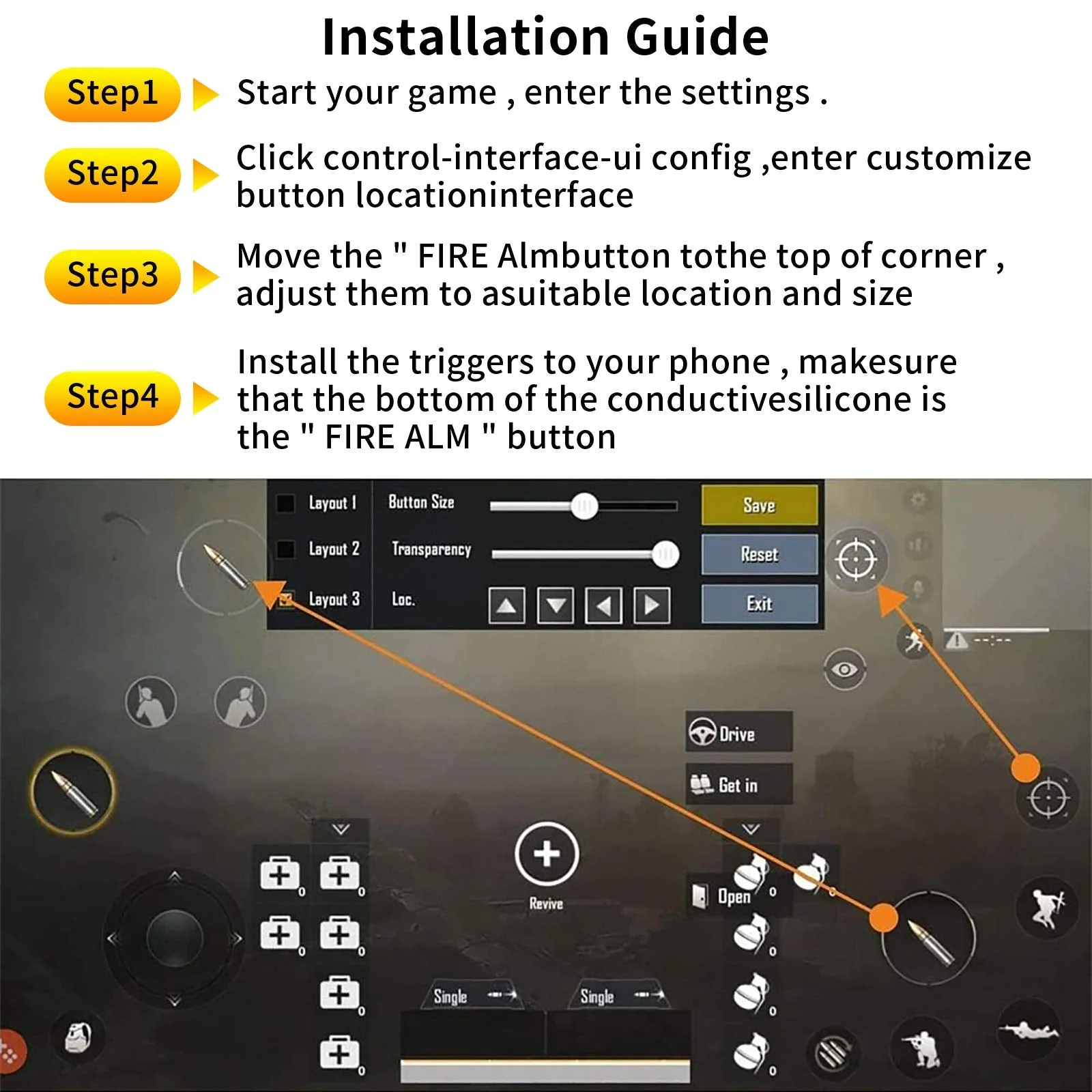 Newseego for PUBG Mobile Game Controller Trigger, Upgrade Version PUBG Mobile Game Trigger Double Sensitive Aim Shoot Keys Buttons for Rules of Survival/Knives Out Triggers for All Smartphone-Transparent Transparent - Image 7
