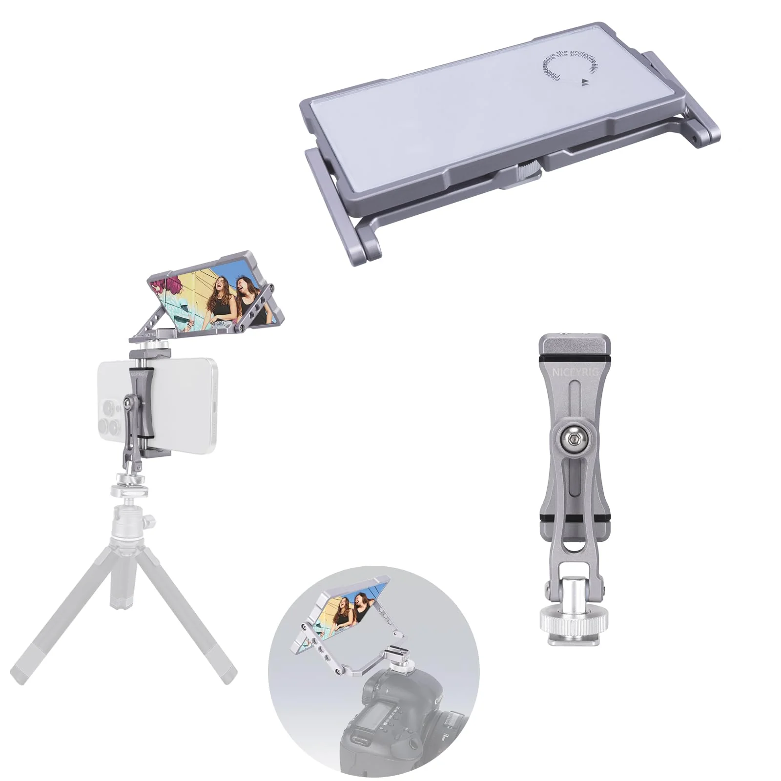 NICEYRIG Smartphone Vlog Selfie Mirror Kit with Tripod Mount Holder for 6.7’’ 6.1’’ iPhone 15 14 13 12 Pro Max, Pro and Android Cellphone Vlog Vlogging Overhead Video Record and Photography - 577