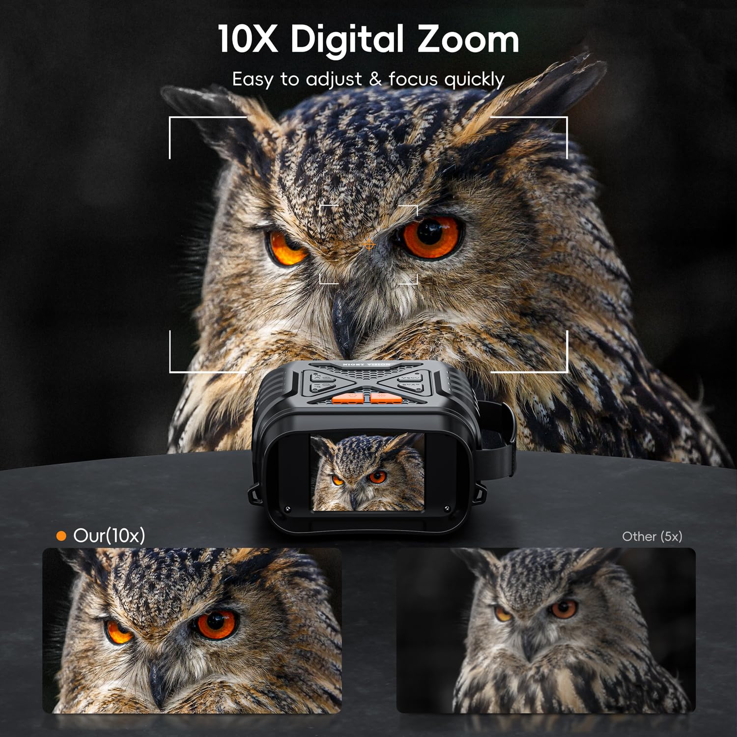 Night Vision Goggles, SKYBASIC Night Vision Binoculars for Adults, 10X Digital Zoom, 2.8'' HD Screen Binoculars Camera can Take Photo and Video with 32GB TF Card, Support Connecting to Computer - Image 4