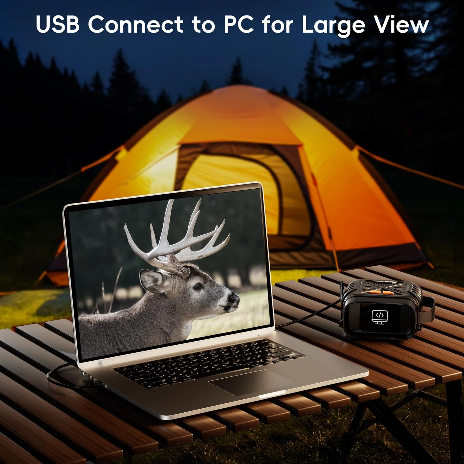 Night Vision Goggles, SKYBASIC Night Vision Binoculars for Adults, 10X Digital Zoom, 2.8'' HD Screen Binoculars Camera can Take Photo and Video with 32GB TF Card, Support Connecting to Computer - Image 5