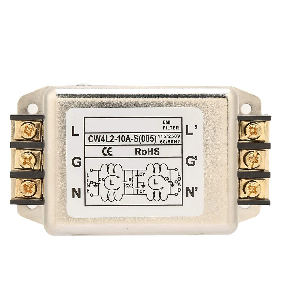 Nikou Mains Filter, 115V/250V 10A 50/60Hz Single Pole/Two-Pole EMI Filter Connector for Most Digital Devices