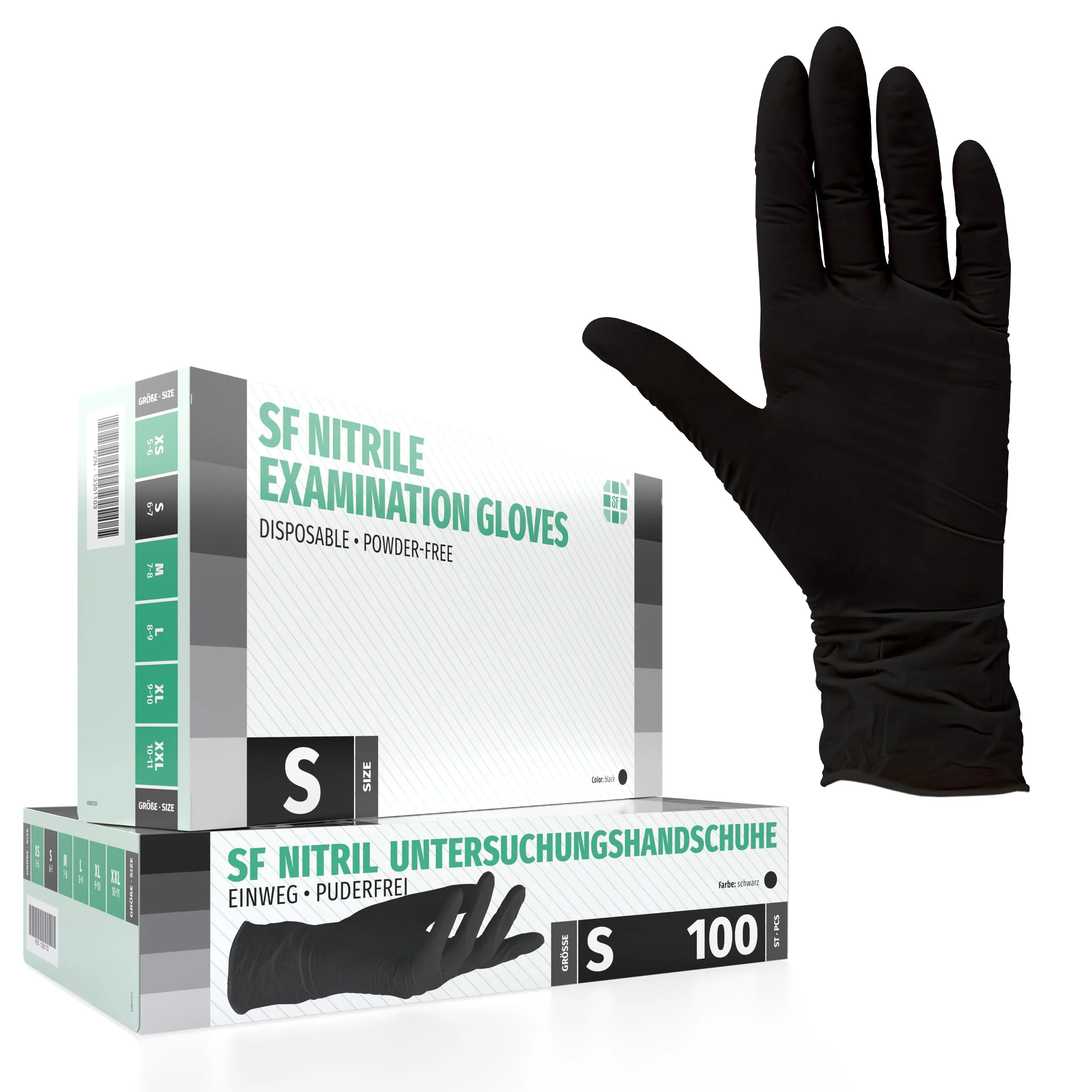 Nitrile Gloves, Box of 100 (S, Black) Disposable Gloves, Examination Gloves, Powder-Free, Non-Sterile, Latex-Free, Black, X Small
