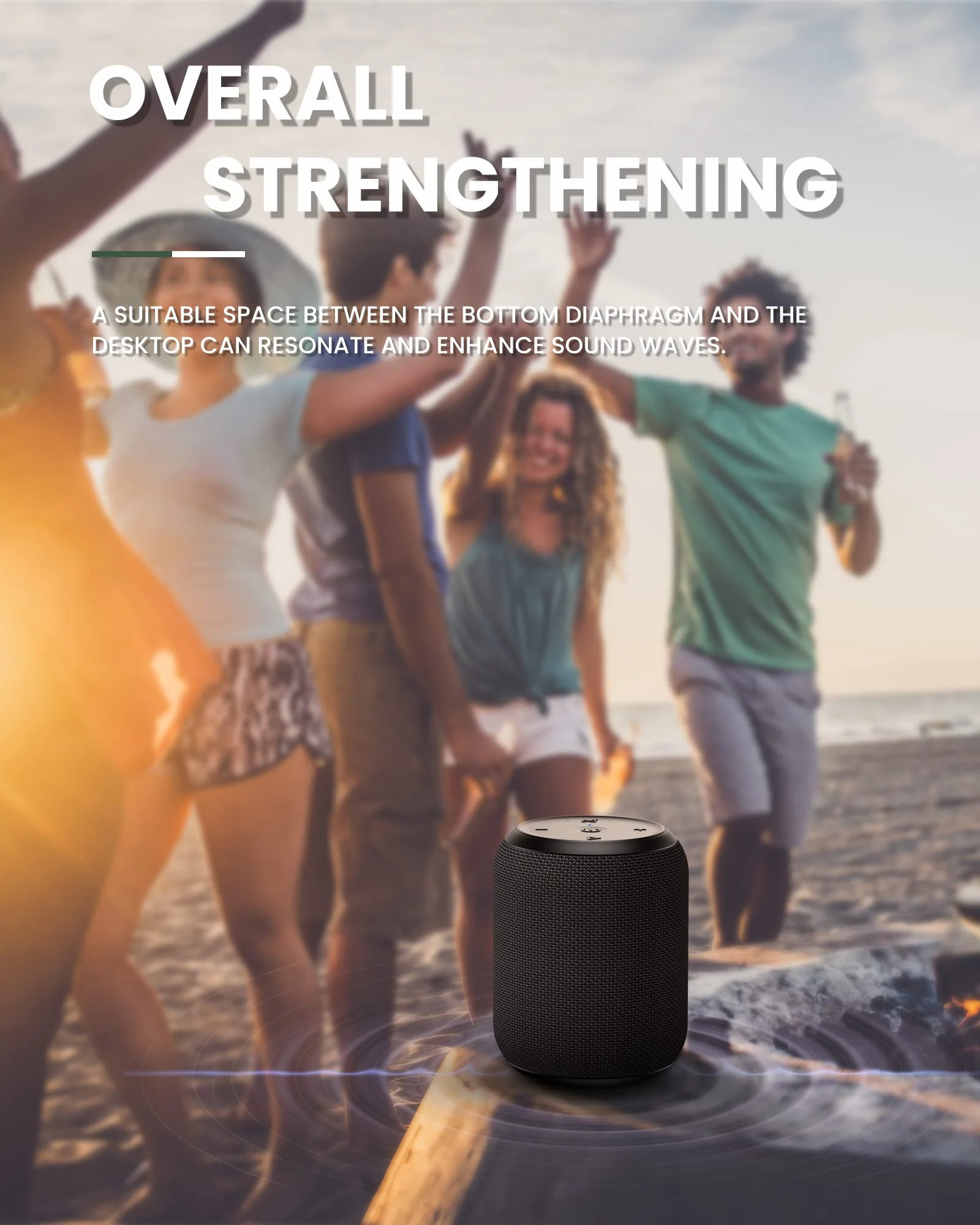 NOTABRICK Bluetooth Speakers, 15W Portable Speakers Bluetooth Wireless V5.0 with Stereo Sound, Active Extra Bass, IPX6 Waterproof Shower Speaker, Double Pairing, for Party, Home Theater, Game Theater 1PCS-Black - Image 6