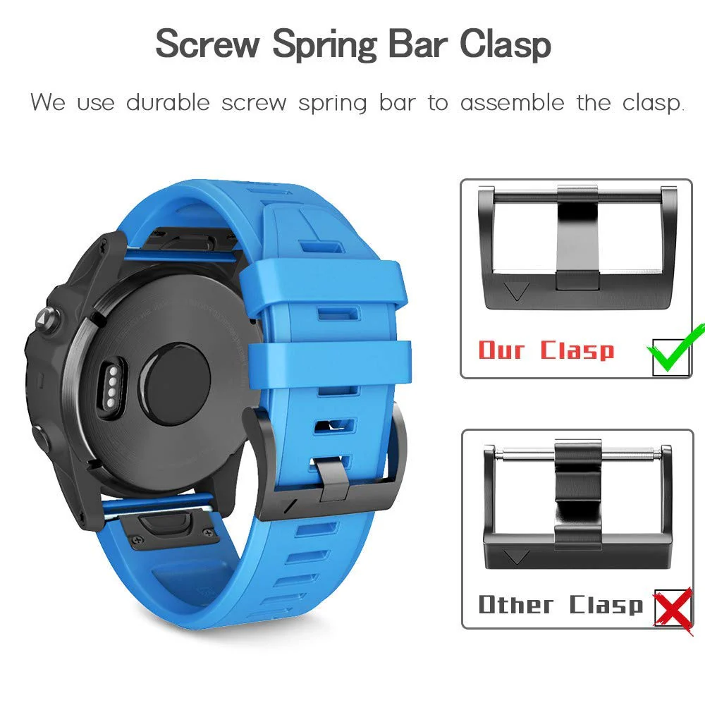 NotoCity Compatible Fenix 5X Plus Bands Fenix 7X Sport Silicone Replacement Watch Strap for Garmin Fenix 8 51mm/Fenix 5X/Fenix 5X Plus/Fenix 6X/Fenix 6X Pro/Fenix 3/HR/Descent MK1/D2 Delta PX/D2 Charlie(Blue) 1 Pack Blue - Image 4