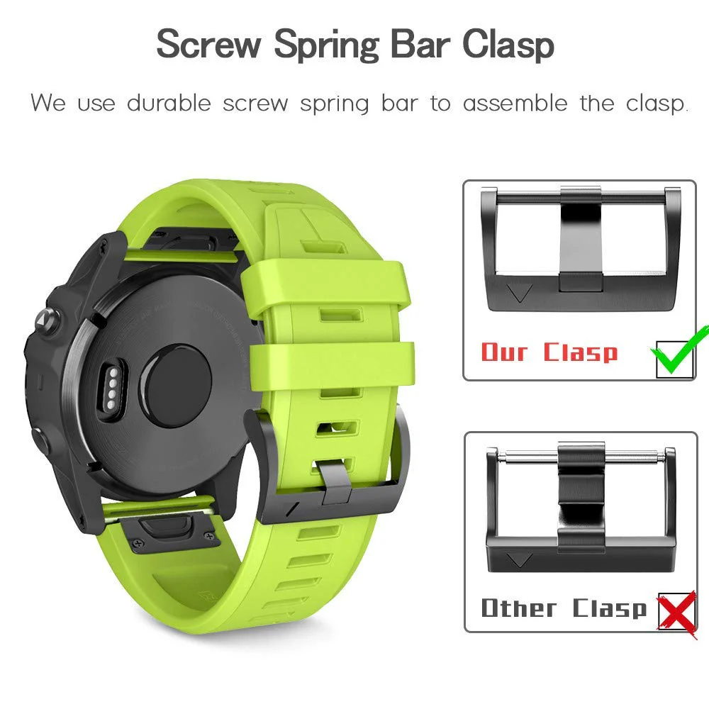 NotoCity Compatible Fenix 5X Plus Bands Fenix 7X Sport Silicone Replacement Watch Strap for Garmin Fenix 8 51mm/Fenix 5X/Fenix 5X Plus/Fenix 6X/Fenix 6X Pro/Fenix 3/HR/Descent MK1/D2 Delta PX/D2 Charlie(Green) 1 Pack Green - Image 4