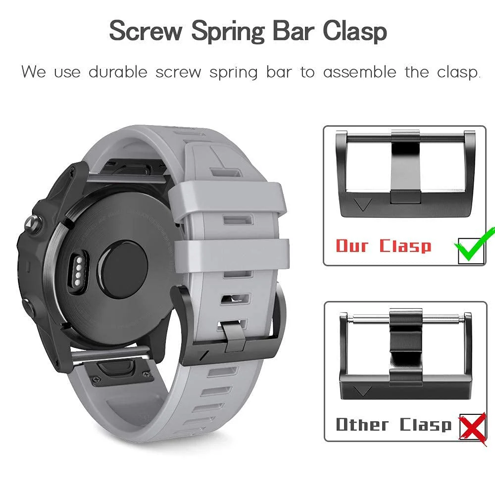NotoCity Compatible Fenix 5X Plus Bands Fenix 7X Sport Silicone Replacement Watch Strap for Garmin Fenix 8 51mm/Fenix 5X/Fenix 5X Plus/Fenix 6X/Fenix 6X Pro/Fenix 3/HR/Descent MK1/D2 Delta PX/D2 Charlie(Grey) 1 Pack Grey - Image 3