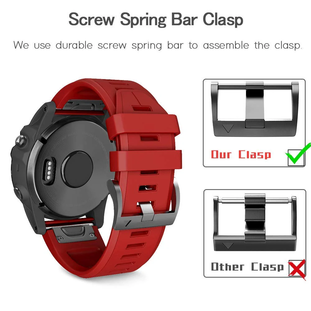 NotoCity Compatible Garmin Fenix 5X Plus Bands Sport Silicone Replacement Watch Strap for Garmin Fenix 5X/Fenix 5X Plus/Fenix 3/Fenix 3 HR (Black/Orange/red/Grey) 4 Pack Black/orange/red/grey - Image 6