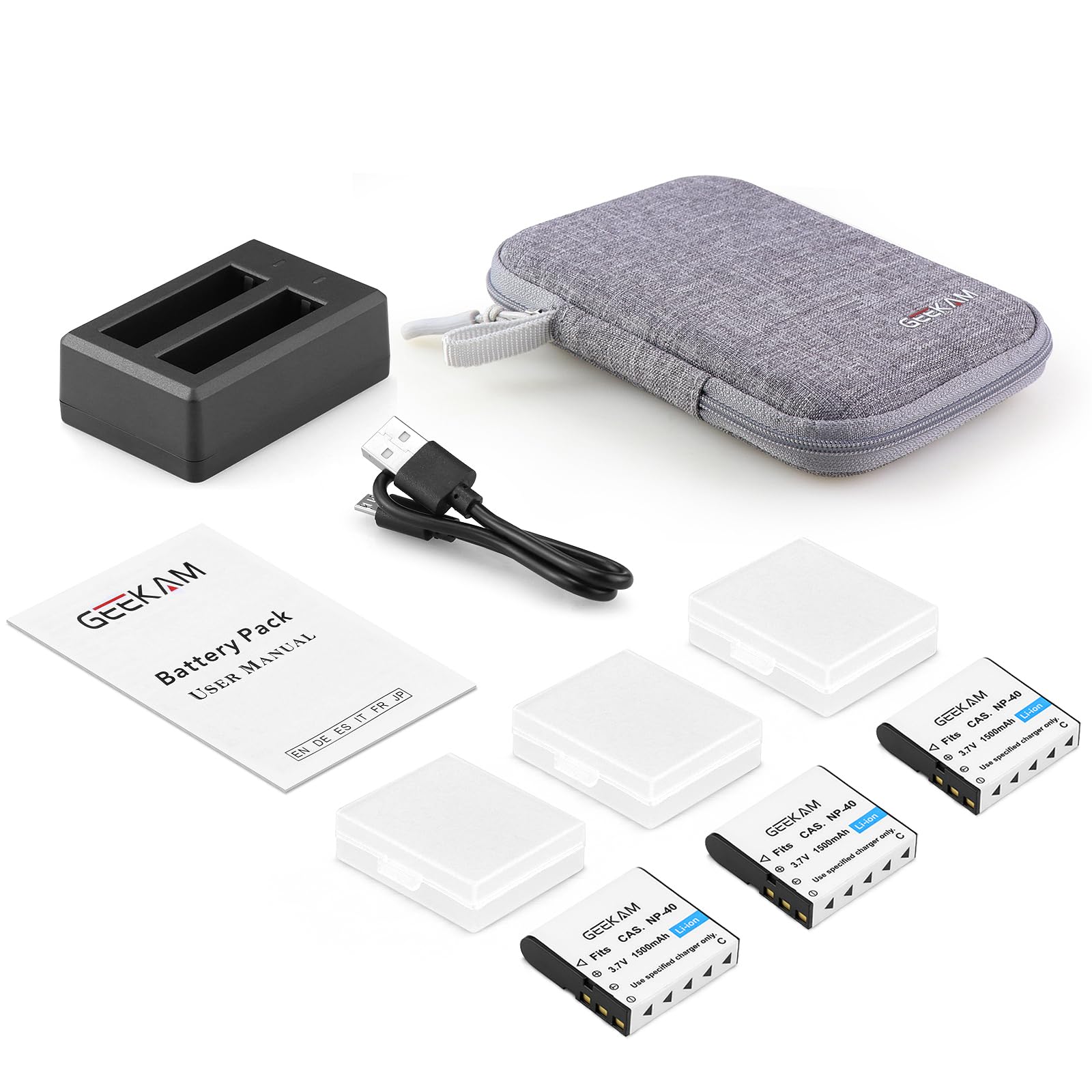 NP-40 Battery Pack, 1500mAh Rechargeable Battery(3-Pack) with USB Dual Charger for Video Camera Camcorders Compatible with Casio NP-40 (Not for Fujifilm NP40) - Image 7