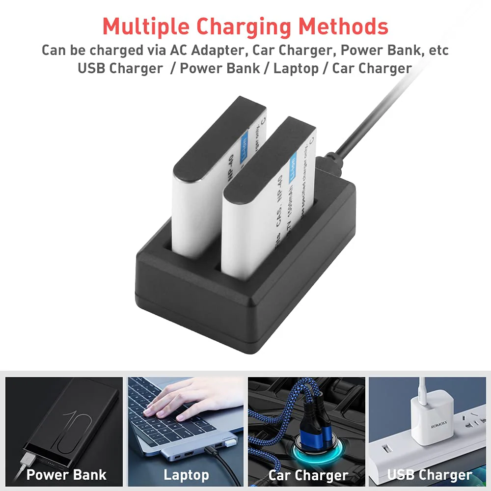 NP-40 Battery Pack, 1500mAh Rechargeable Battery(3-Pack) with USB Dual Charger for Video Camera Camcorders Compatible with Casio NP-40 (Not for Fujifilm NP40) - Image 8