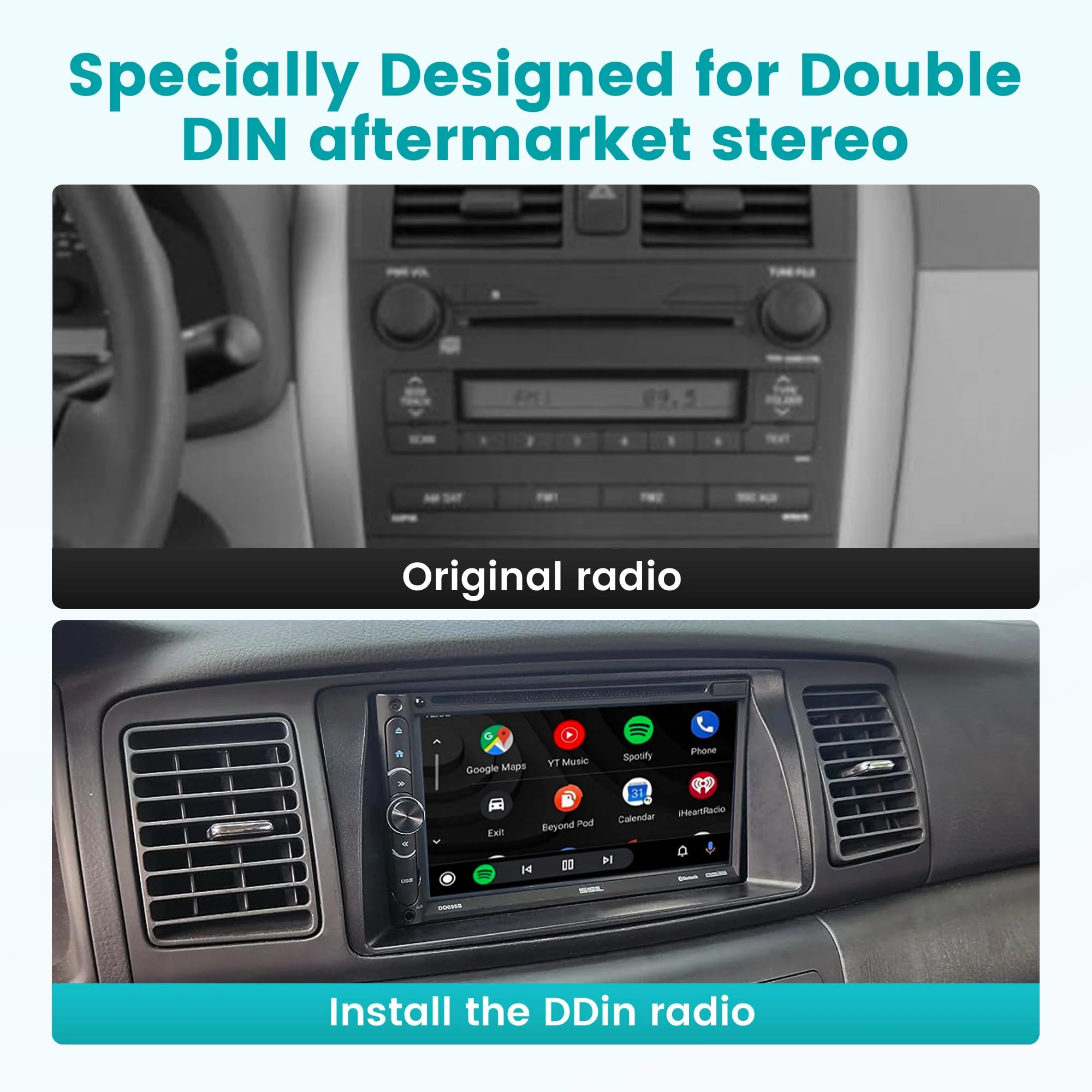 NuIth Double DIN Radio Installation Dash Kit W/Radio Wire Harness for 2003-2008 Toyota Corolla, Aftermarket Radio Dash Stereo Mounting Installation Trim Bezel Bracket Wire Kits - Image 4