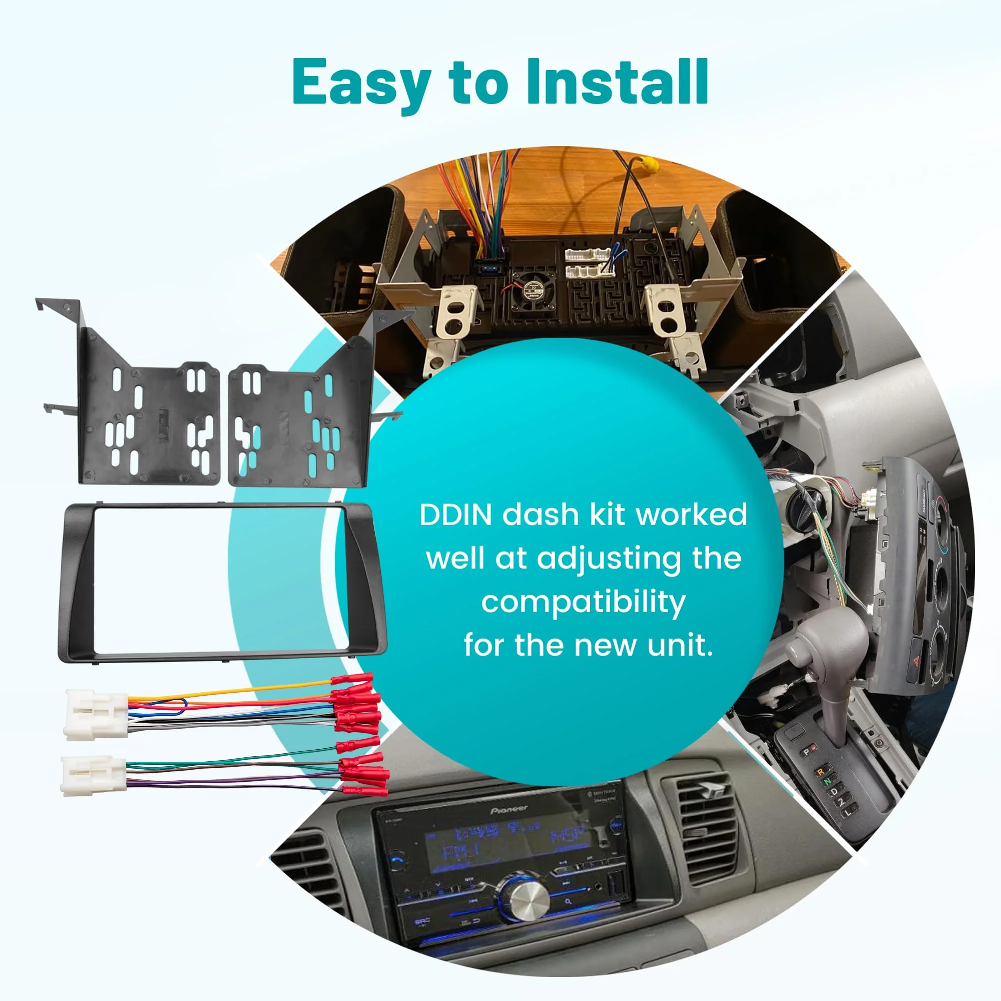 NuIth Double DIN Radio Installation Dash Kit W/Radio Wire Harness for 2003-2008 Toyota Corolla, Aftermarket Radio Dash Stereo Mounting Installation Trim Bezel Bracket Wire Kits - Image 8