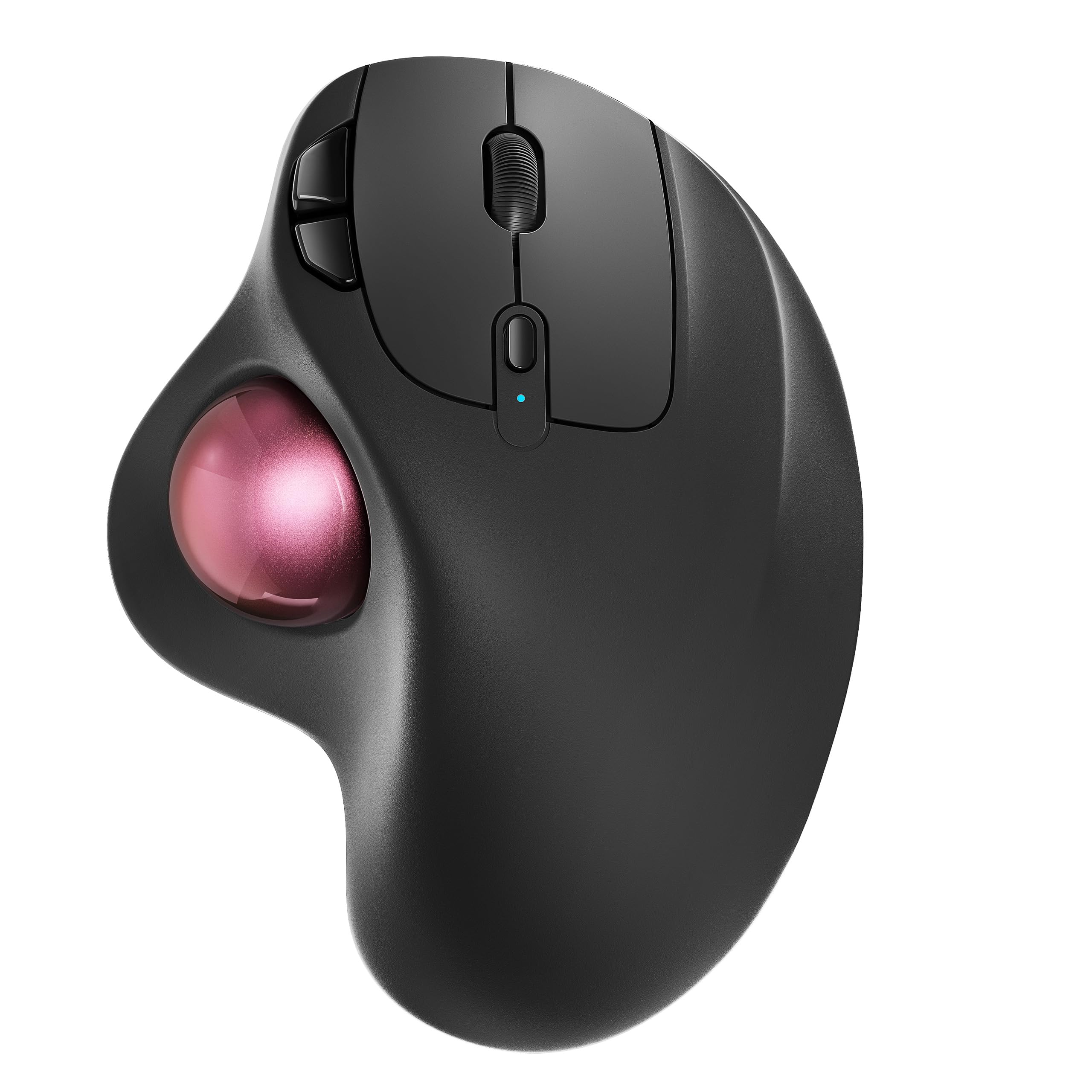 Nulea M501 Wireless Trackball Mouse, Rechargeable Ergonomic, Easy Thumb Control, Precise & Smooth Tracking, 3 Device Connection (Bluetooth or USB Receiver), Compatible for PC, Laptop, Mac, Windows. F-Pink