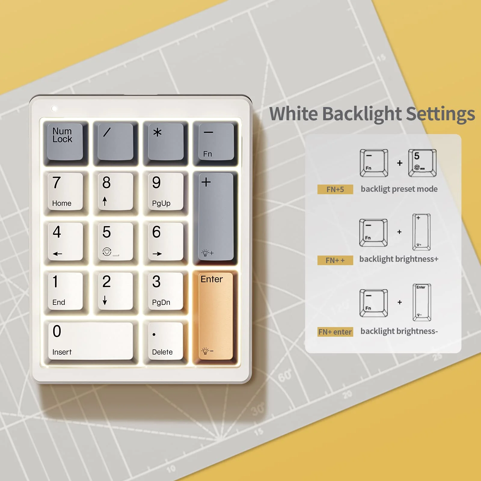 Number Pad, Mechanical Numpad Wired USB Standard 17 Keys Numeric Keypad with PBT Keycaps White Backlit Keypad for Laptop PC TKL Keyboards (Brown Switch) Brown switch - Image 8