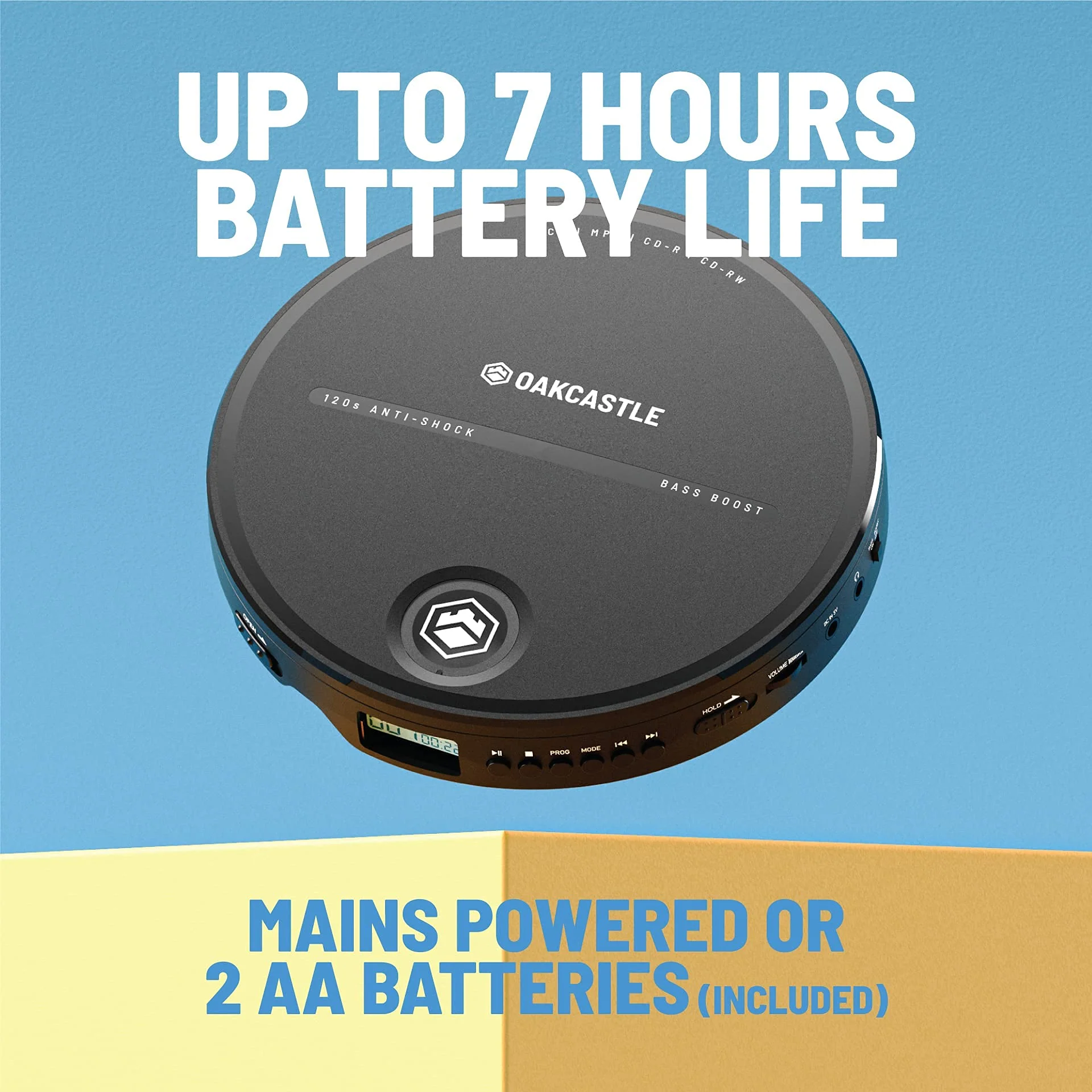 Oakcastle CD10 Portable CD Player | Battery Powered | Personal Walkman Disc Player | Anti-Skip | Retro Style Discman | Headphones Included - Image 3