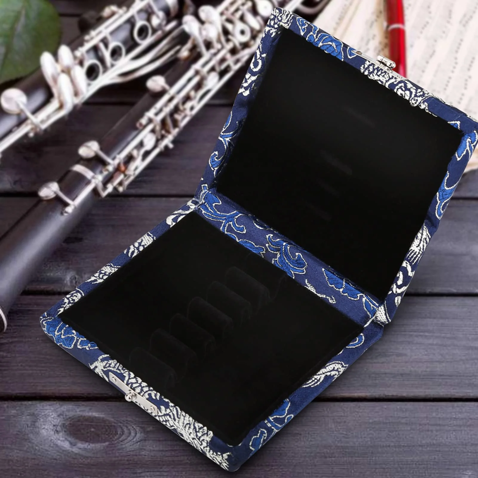 Oboe Reed Case, Wooden Silk Cloth Cover Reed Storage Holder Protector Box, Protect Against Moisture, for 6pcs Oboe Reeds - Image 5