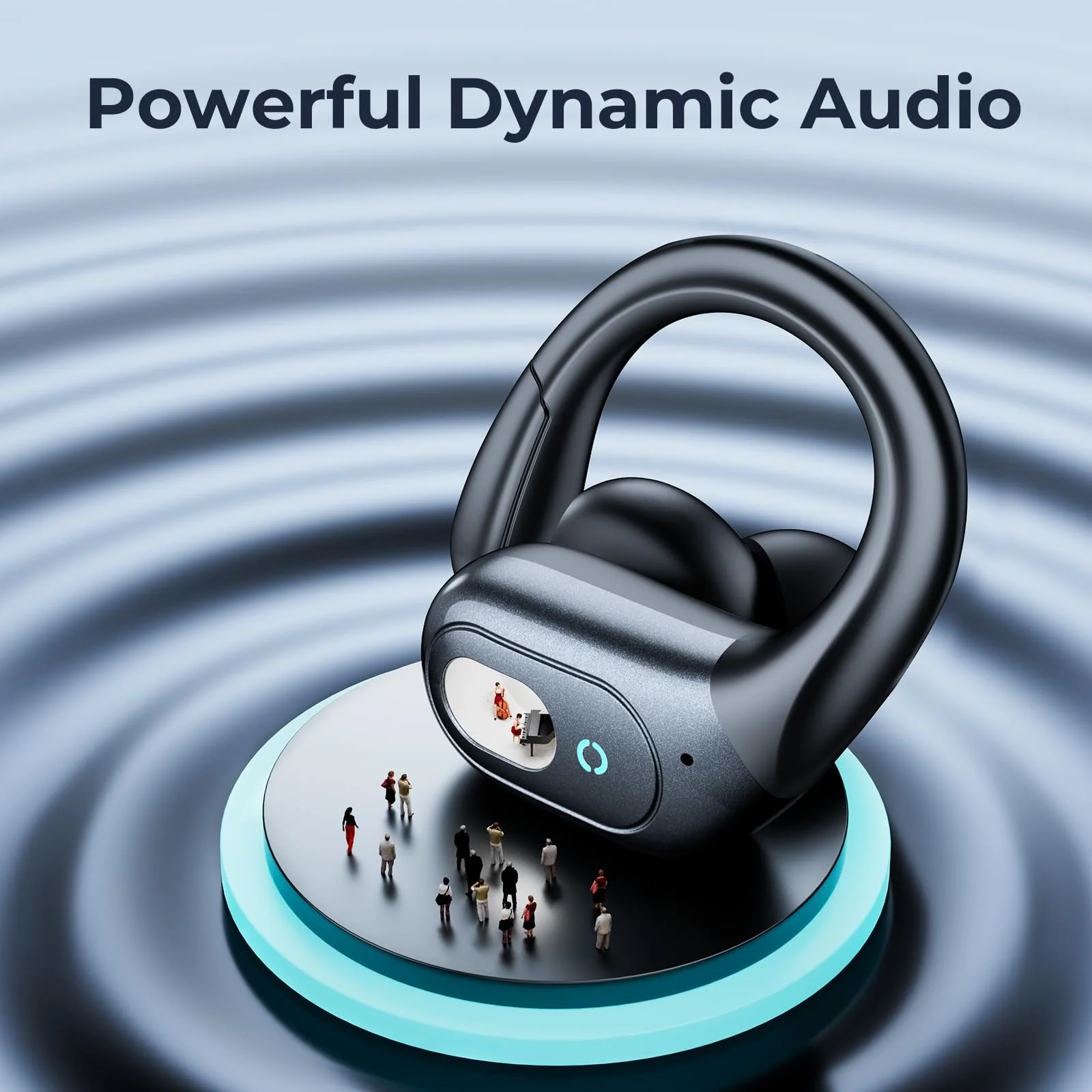occiam Bluetooth Headphones Wireless Earbuds 90Hrs Playback Sport Ear Buds with Earhook LED Display Charging Case IPX7 Waterproof Earbud Deep Bass Running Earphones for IOS Android Cellphone,Black Black - Image 2