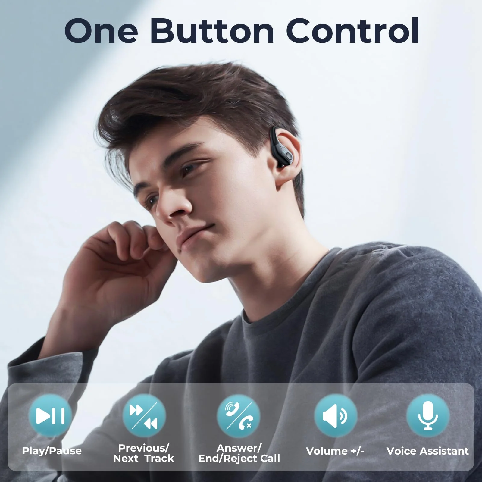 occiam Bluetooth Headphones Wireless Earbuds 90Hrs Playback Sport Ear Buds with Earhook LED Display Charging Case IPX7 Waterproof Earbud Deep Bass Running Earphones for IOS Android Cellphone,Black Black - Image 6