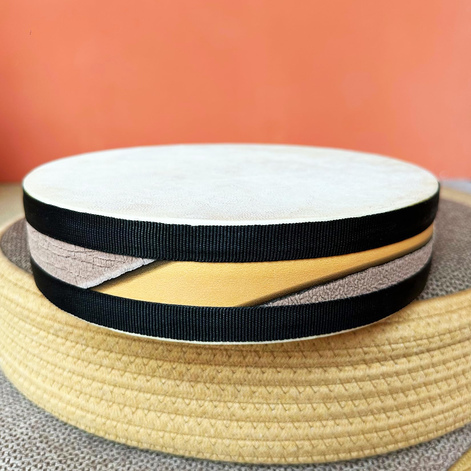 Ocean Drum,10'' Handmade Wooden,Natural sheepskin,Musical Healing Instrument, Orff Percussion, Simulates the Sound of Ocean Waves,For Recreation,Yoga Meditation, Stress Relief and Relaxation - Image 2
