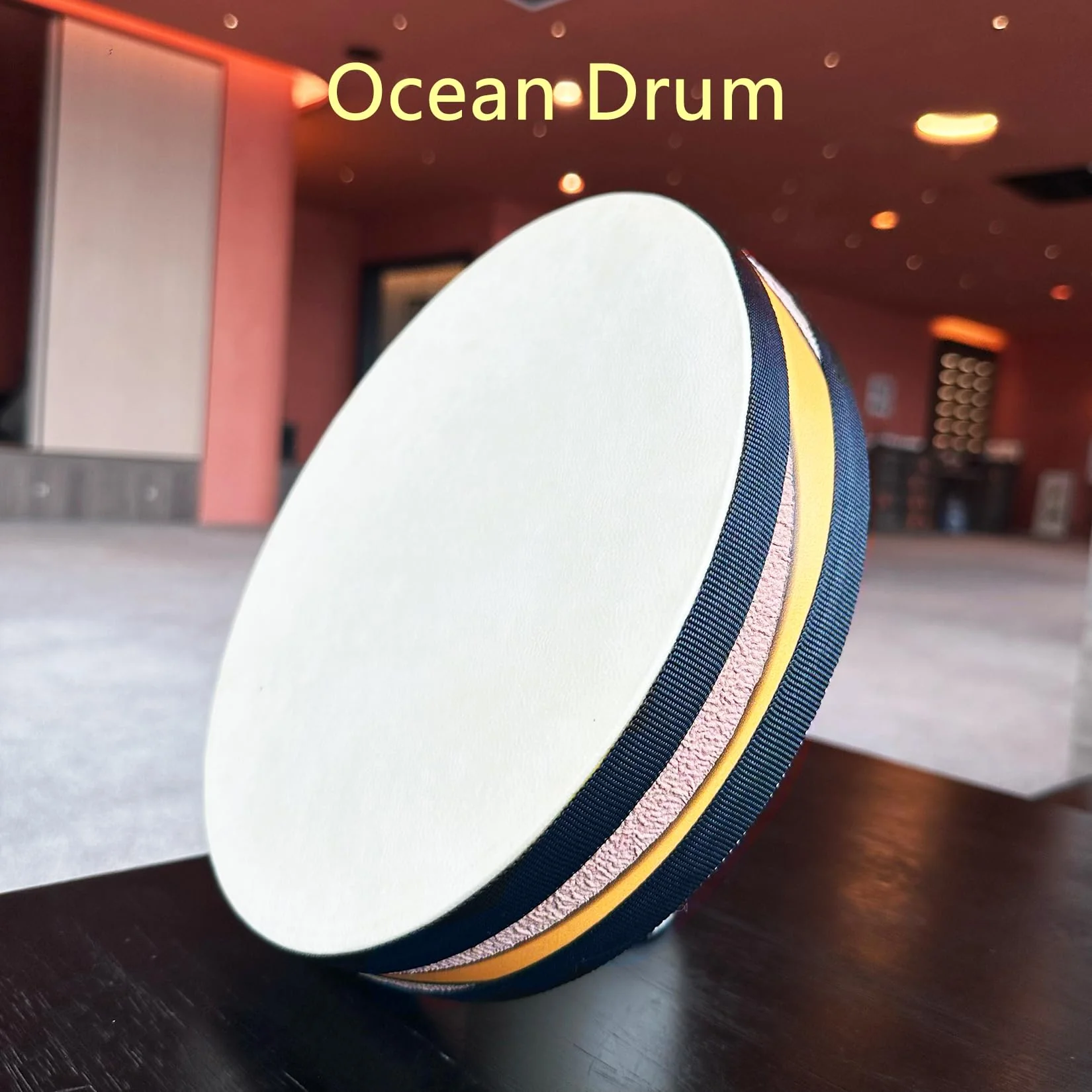 Ocean Drum,10'' Handmade Wooden,Natural sheepskin,Musical Healing Instrument, Orff Percussion, Simulates the Sound of Ocean Waves,For Recreation,Yoga Meditation, Stress Relief and Relaxation - Image 4