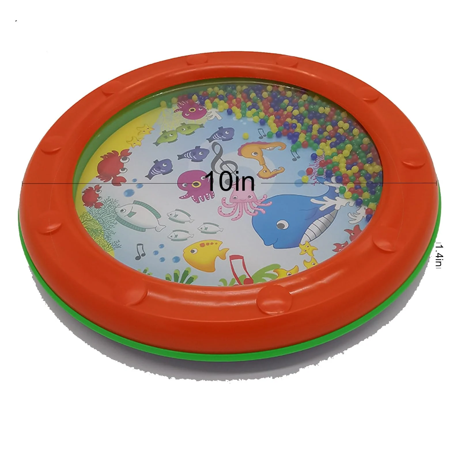 Ocean Drum Wave Bead Drum Gentle Sea Sound Music Gift Educational Tool Percussion Instruments Drum,10 Inch Fish Graphic Sea Drum (1 Pcs) 1 Pcs - Image 2