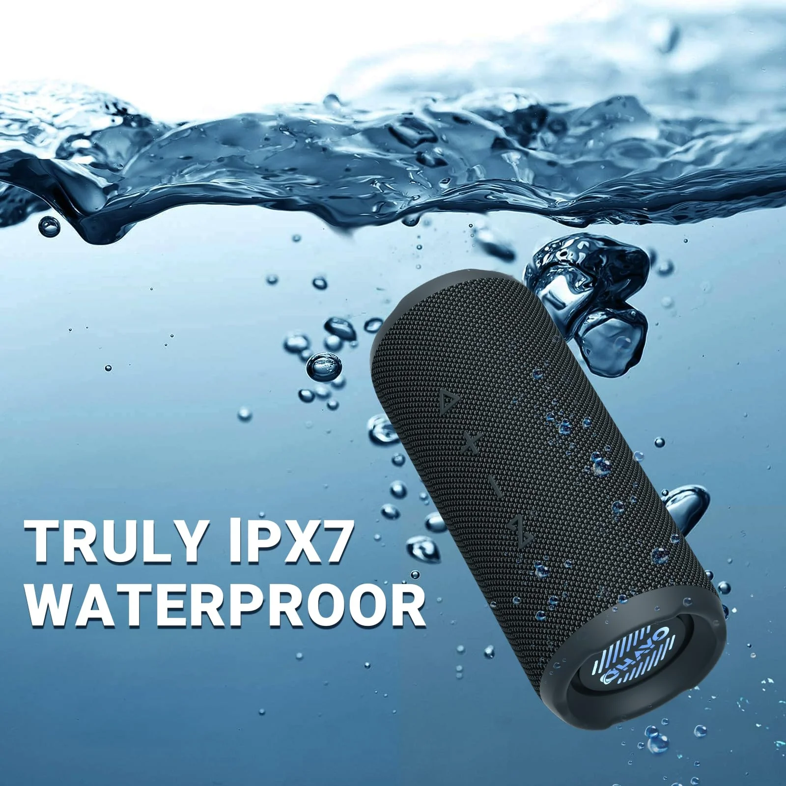 OHAYO Portable Bluetooth Speaker, IPX7 Waterproof Wireless Speaker with 24W Loud Stereo Sound, Active Extra Bass, Bluetooth 5.3, RGB Lights, Dual Pairing, Up to 30H Playtime for Home, Outdoor, Party Black - Image 4