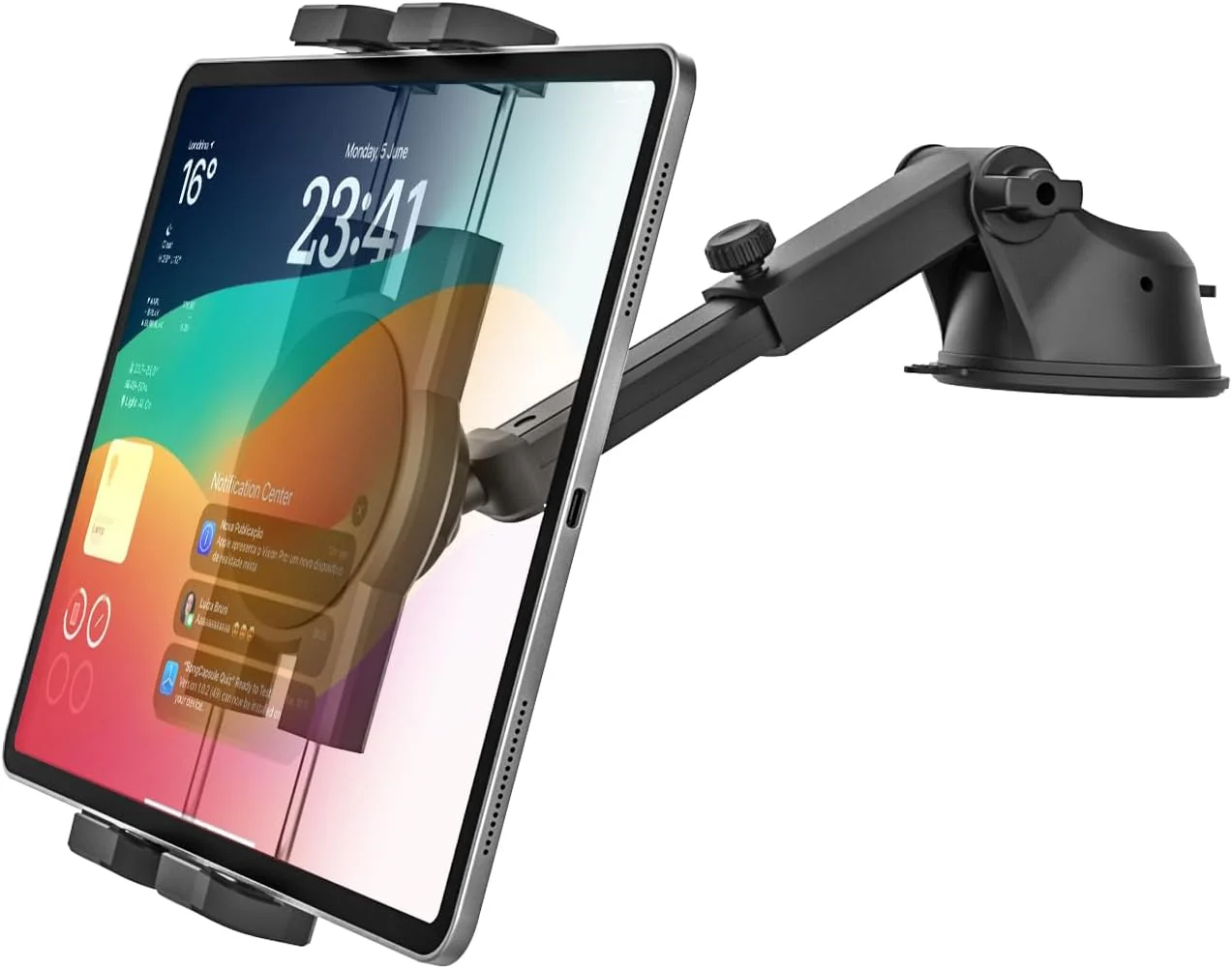 OHLPRO Tablet Holder for Car Dashboard Suction Cup, iPad Car Mount for all 5"-13" Galaxy Tab Kindle Fire iPhone Switch, Tablet Mount for Trucks, SUVs, Cars etc. 5-13" Tablet Clamp