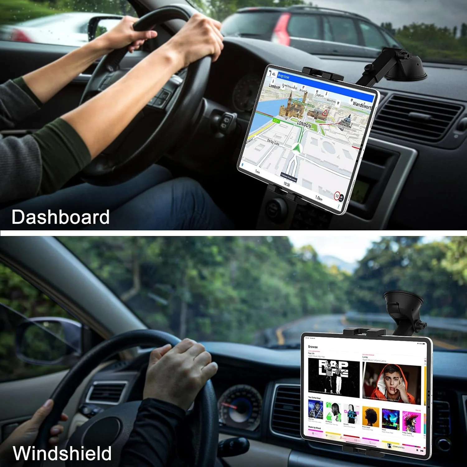 OHLPRO Tablet Holder for Car Dashboard Suction Cup, iPad Car Mount for all 5"-13" Galaxy Tab Kindle Fire iPhone Switch, Tablet Mount for Trucks, SUVs, Cars etc. 5-13" Tablet Clamp - Image 5