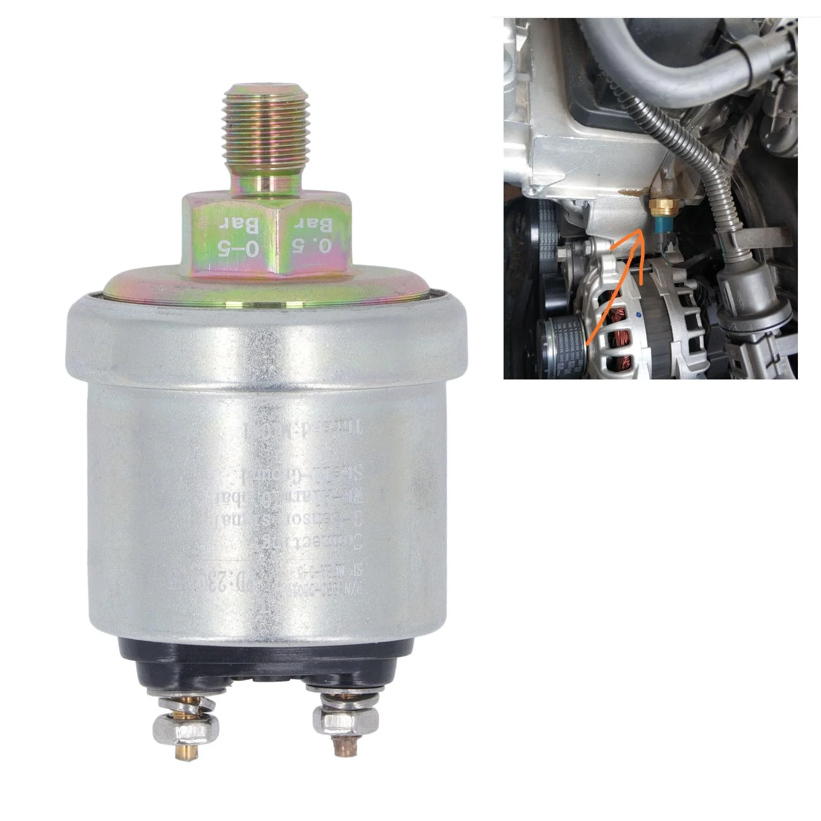 Oil Pressure Sensor, Fuel Pressure Sensor M10 x 1 Male Thread For Control (0-5bar) 0-5bar - Image 2