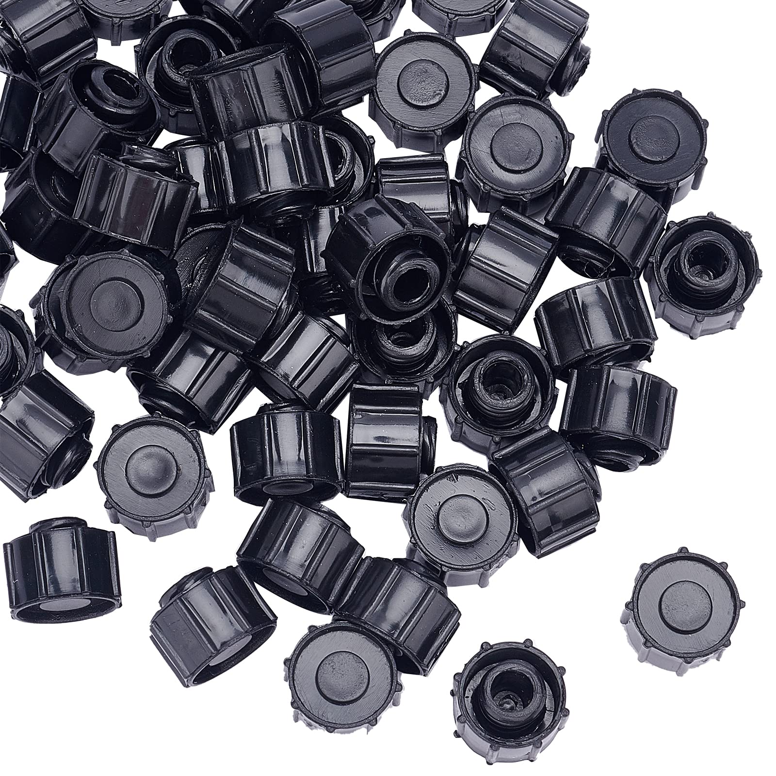 OLYCRAFT 50 Pieces Sealing Caps for Disposable Syringes Syringe Tip Caps Luer Lock Tip Syringe No Needle Tip Cap for Feed Pipes Black Syringe Cap with Transparent Container Black cylinder lace cap