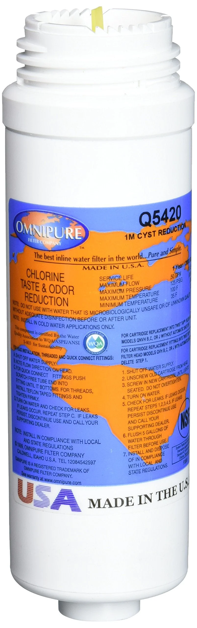 Omnipure Q5420 1 Mic. Carbon Block Filter Cartridge White