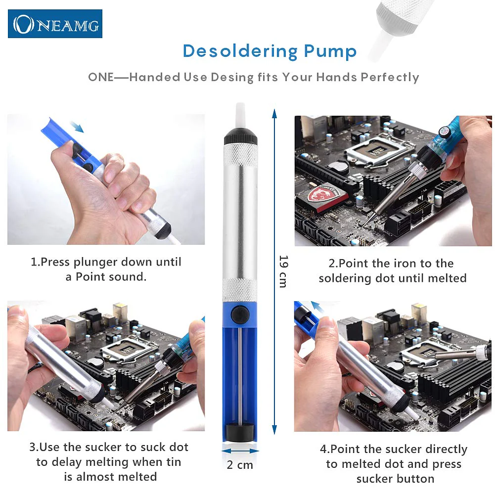 OneAmg Soldering Iron Set, Soldering Iron Kit, Soldering Set, 60 W, Digital Soldering Station, Temperature Adjustable and On/Off Switch, Soldering Iron Kit, 220 V with 5 Soldering Tips, Desoldering Pump, Soldering Iron Stand, Tweezers 916 - Image 4