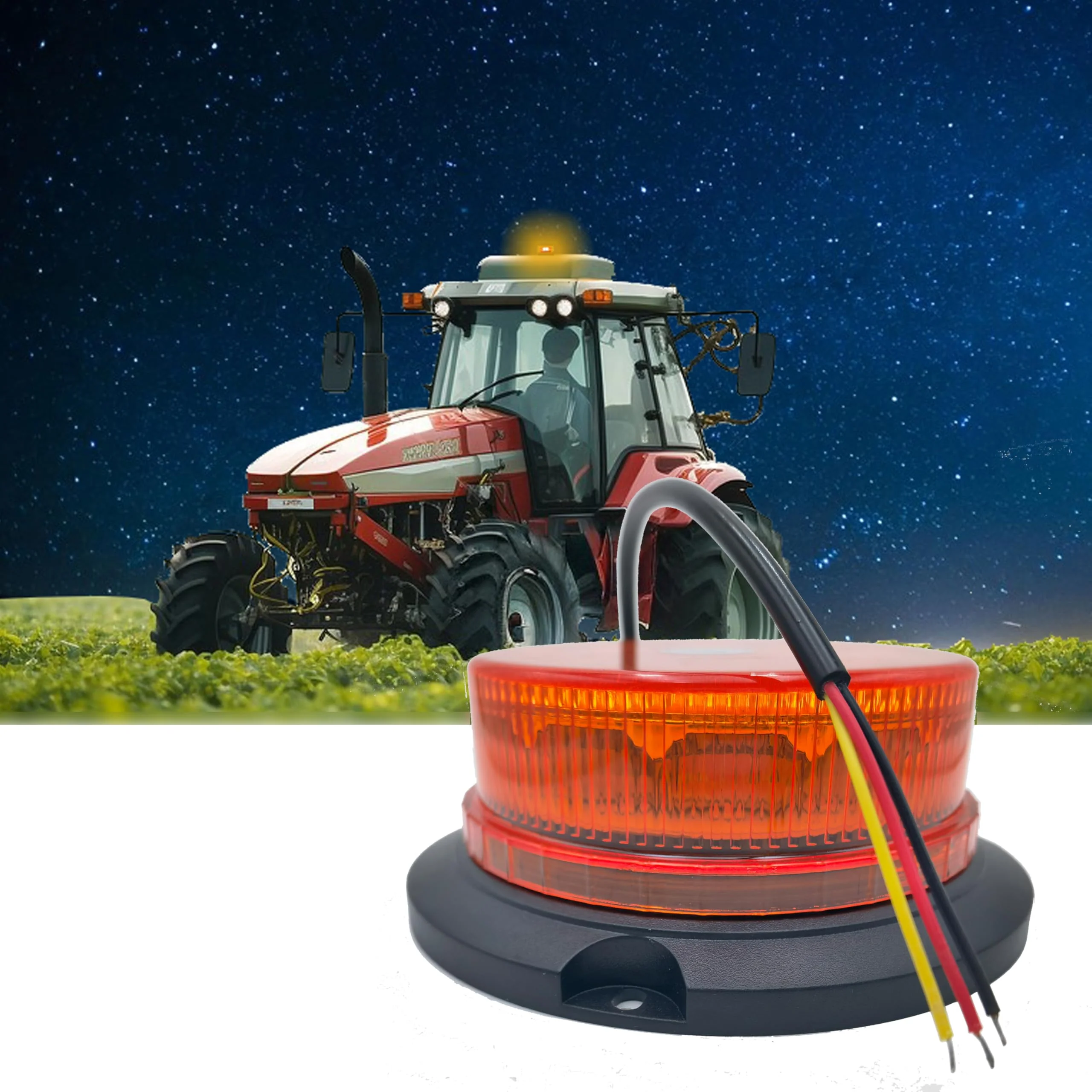 ONERAY Amber Beacon Strobe Light, Flashing Emergency Warning Lights, Permanent Mount 360°Roof Top Safety Flasher for Vehicles, Trucks, Tractor, Golf Carts, Postal Car (Screw) Screw