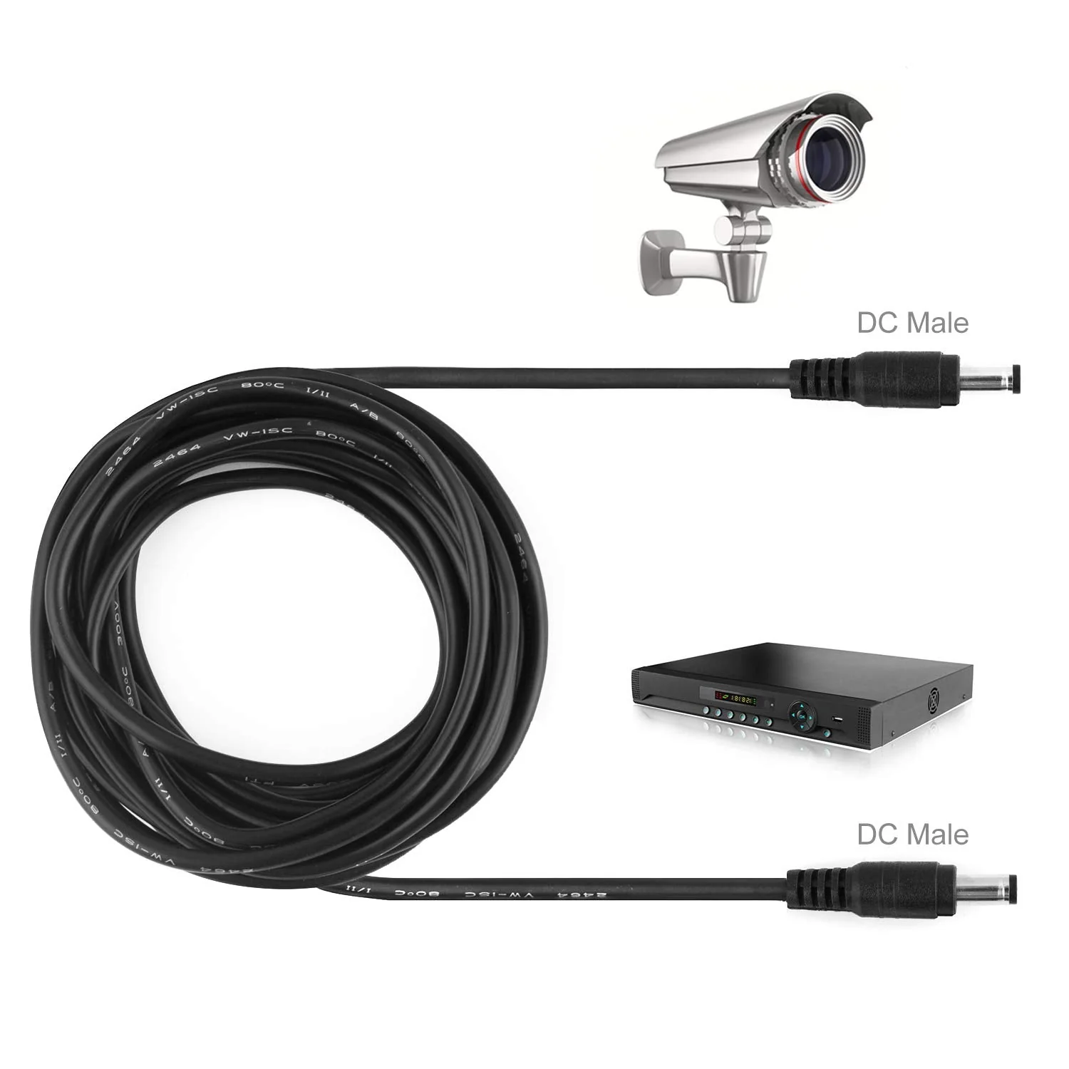 Onite 6.6ft Male to Male Extension Cord, DC 5.5x2.1mm Power Adapter Cable, for LED Strip, Surveillance Camera, CCTV Security Camera, LED Display, IP Camera, DVR, Router, Invoice Printer, 2-Pack 5.5x2.1mm Male to Male 6.6ft 2-Pack - Image 5