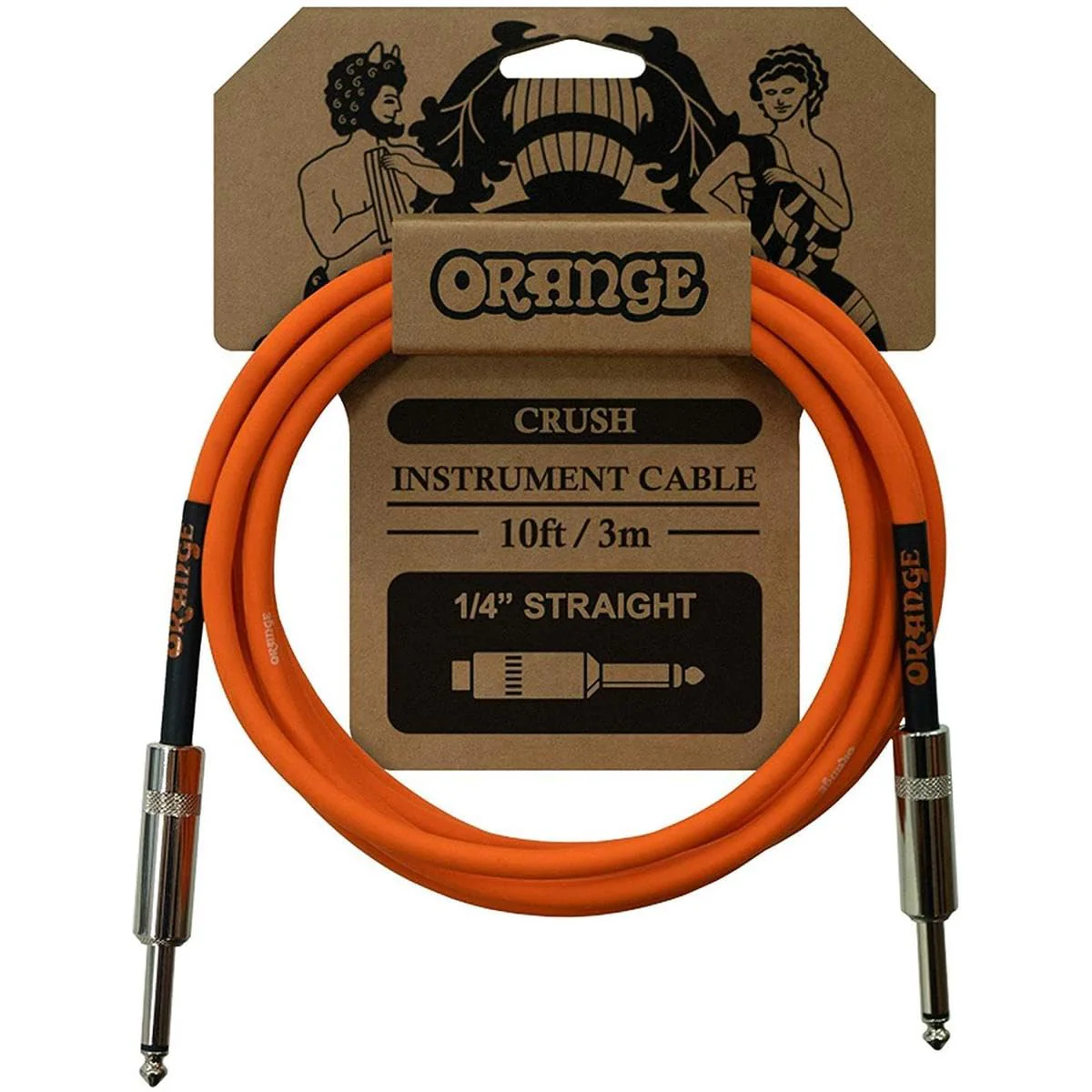 Orange Crush 10' Instrument Cable with Straight to Straight Connector, Orange 3m
