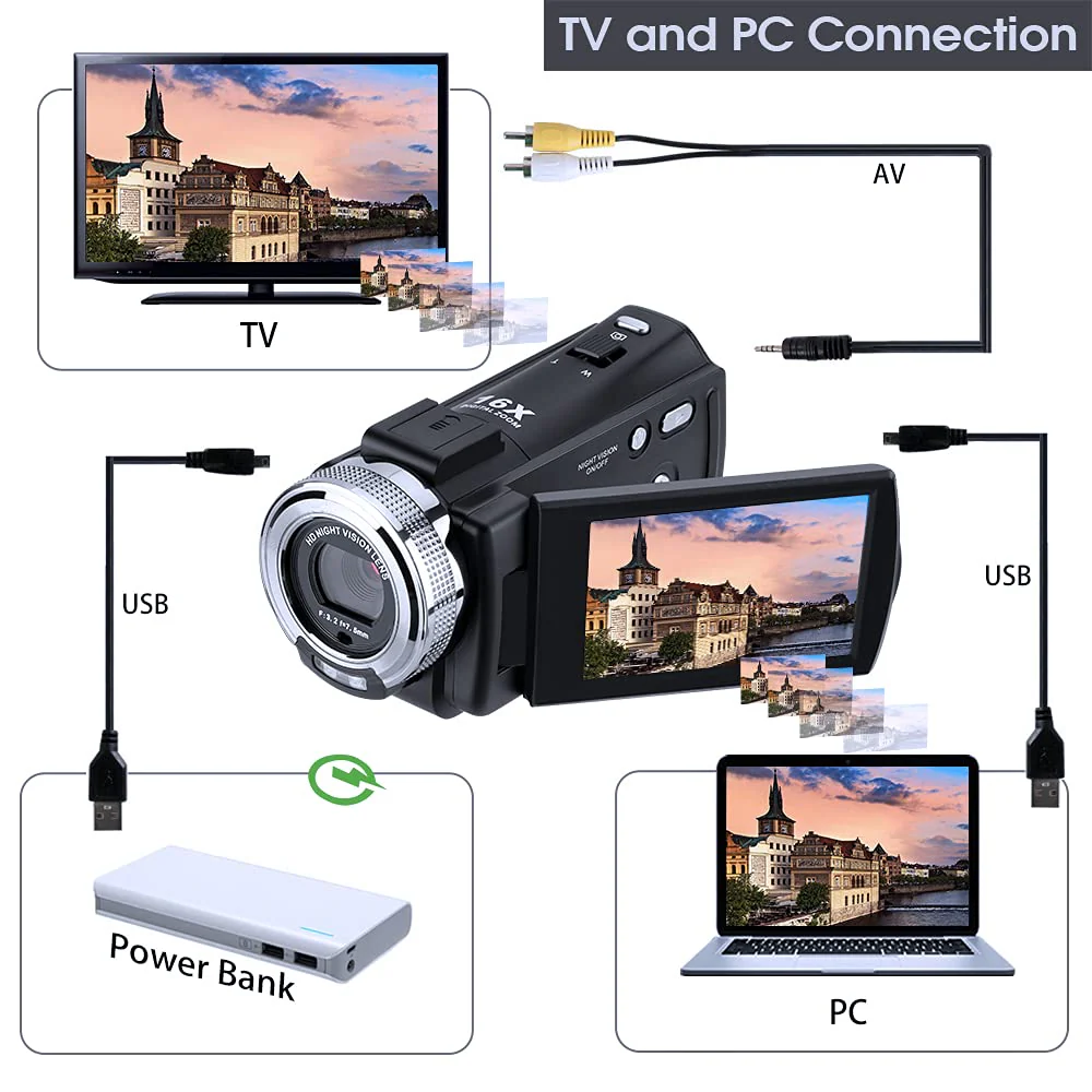ORDRO Camcorders HDV-V12 HD 1080P Video Camera Recorder Infrared Night Vision Camera Camcorders with 16G SD Card and 2 Batteries - Image 6