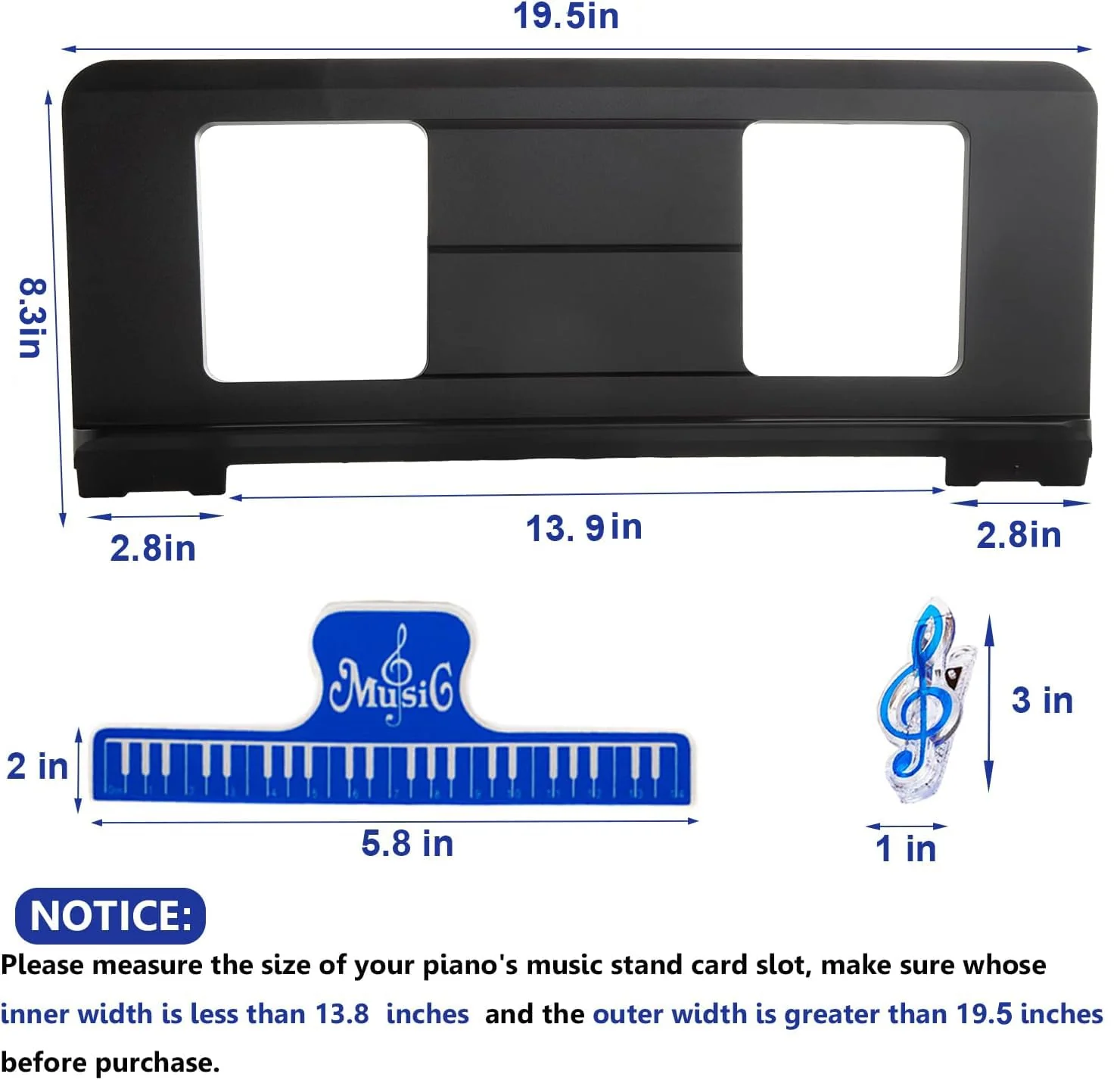 Original Large Music Stand. Compatible with Yamaha PSR/YPT/KB/P/DGX Series Keyboard Music Score Stand, Keyboard Sheet Music Stand with 2 Music Book Clip - Image 3