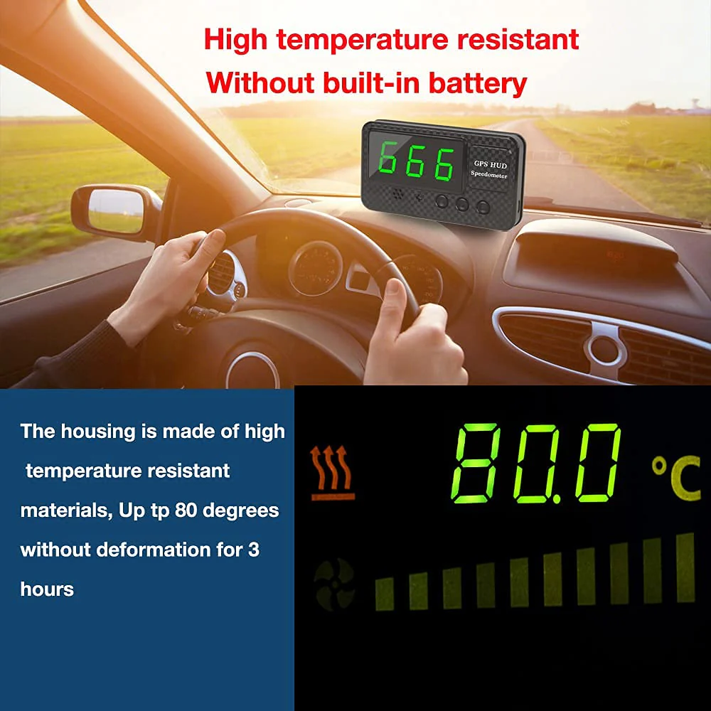 Original Universal GPS Head Up Display Speedometer Odometer Car Digital Speed Display MPH Over Speeding Alarm Car Clock for All Vehicles C60/C60S/C80/C90 (C60S) - Image 3