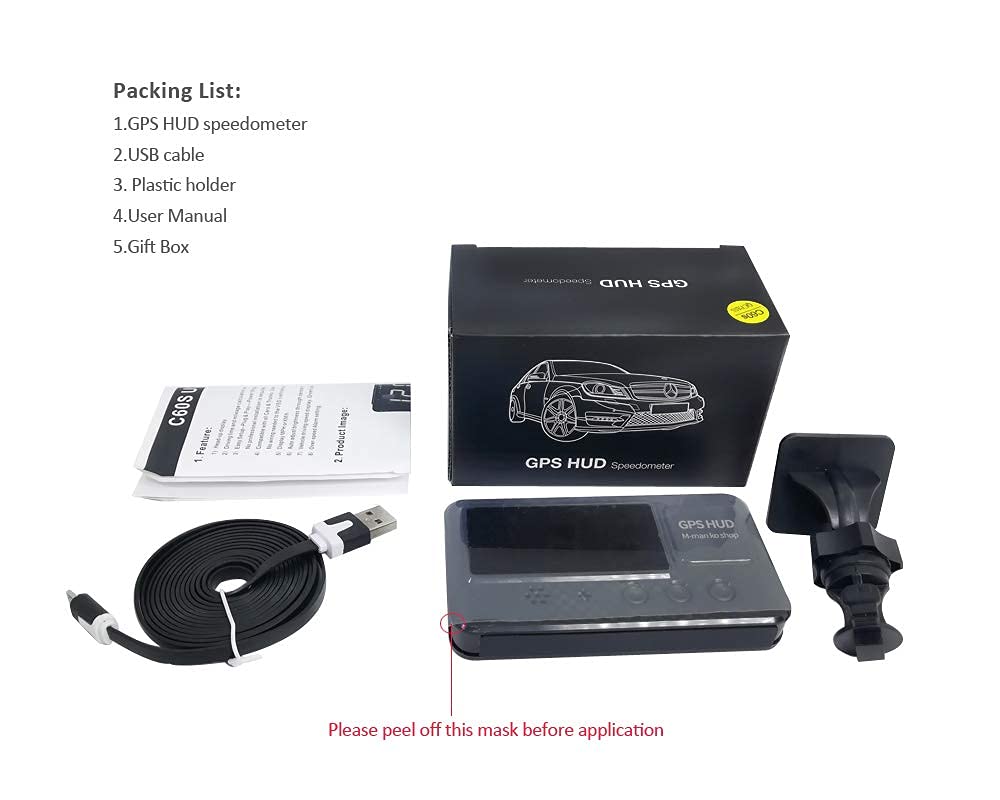 Original Universal GPS Head Up Display Speedometer Odometer Car Digital Speed Display MPH Over Speeding Alarm Car Clock for All Vehicles C60/C60S/C80/C90 (C60S) - Image 8