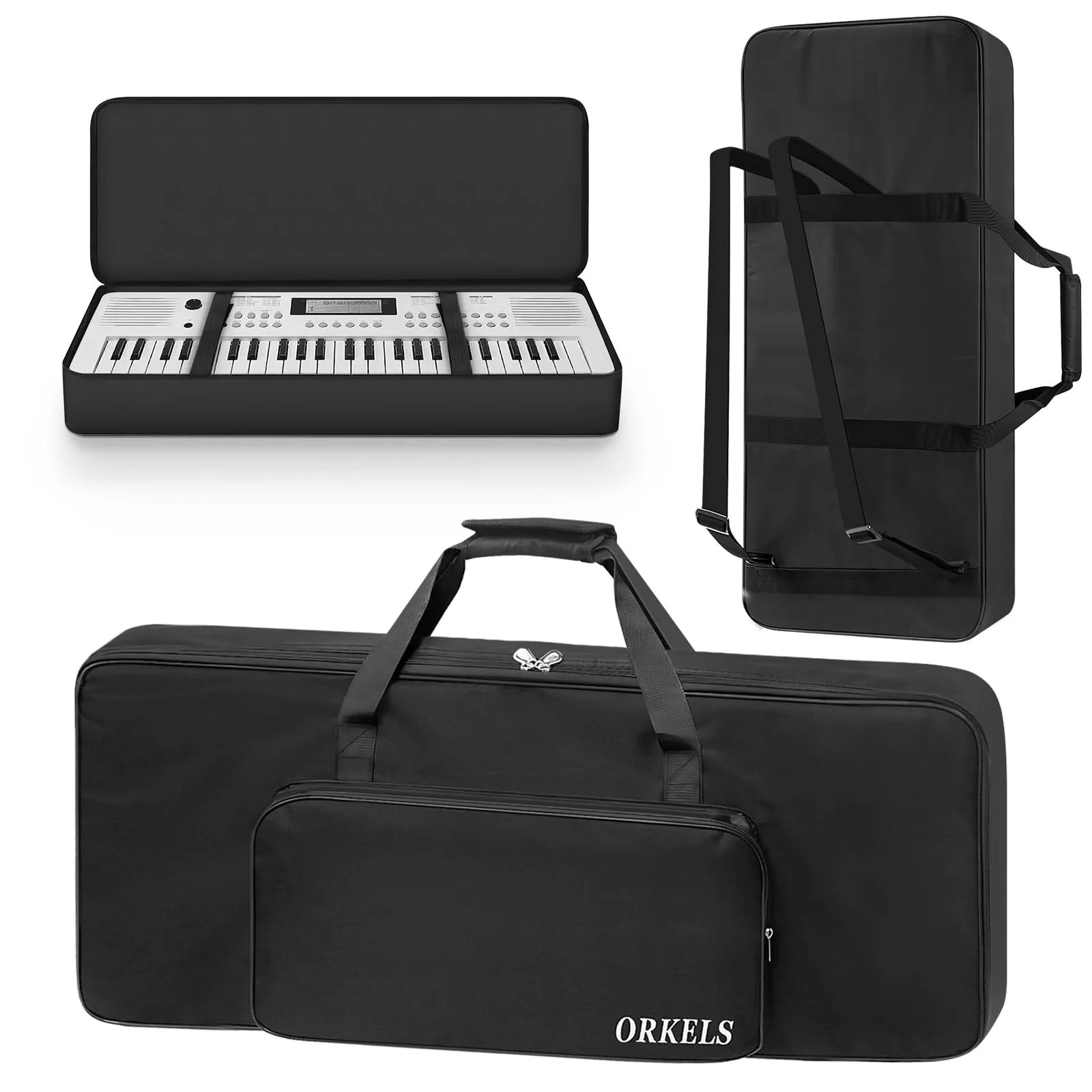 ORKELS Piano Keyboard Case, 10mm Pearl Cotton Full Padded Electric Piano Keyboard Gig Bag, with Handles, Adjustable Shoulder Straps, and Large Accessory Pocket (FOR-49-KEY KEYBOARD PIANO) FOR-49-KEY KEYBOARD PIANO