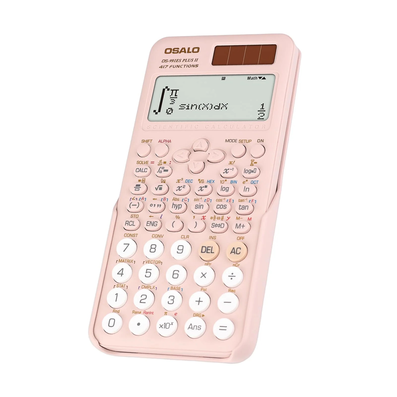 OSALO Scientific Calculator 417 Function 2 Line Written Display 10+2 Digits Solar and Battery Calculators for Students Secondary School College Pink (OS 991ES II) OS-991ES PLUS-2-Pink-US