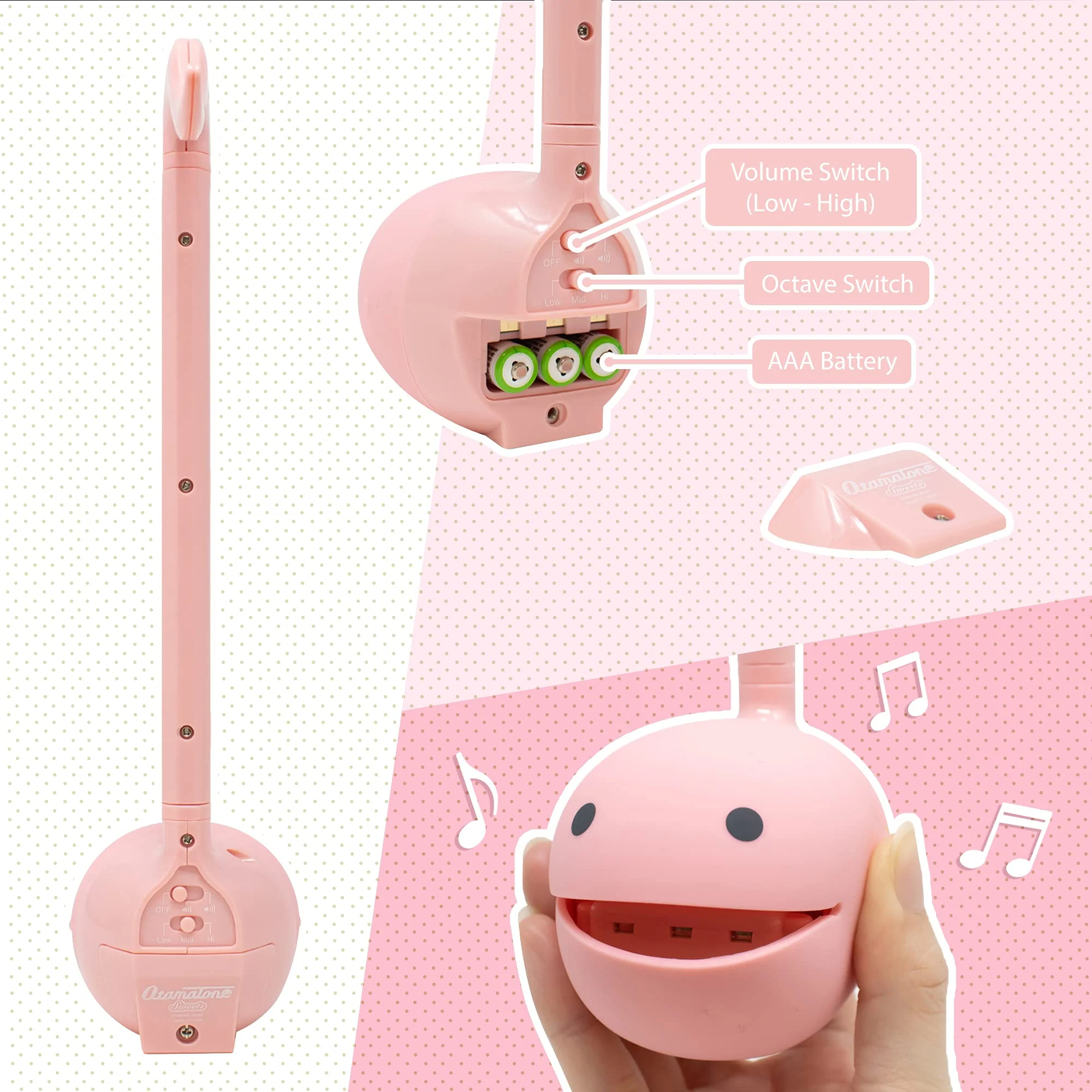 Otamatone Japanese Electronic Musical Instrument Portable Music Synthesizer from Japan by Maywa Denki Studio Award Winning, Educational Fun Gift for Children, Teen & Adults - Strawberry - Image 3