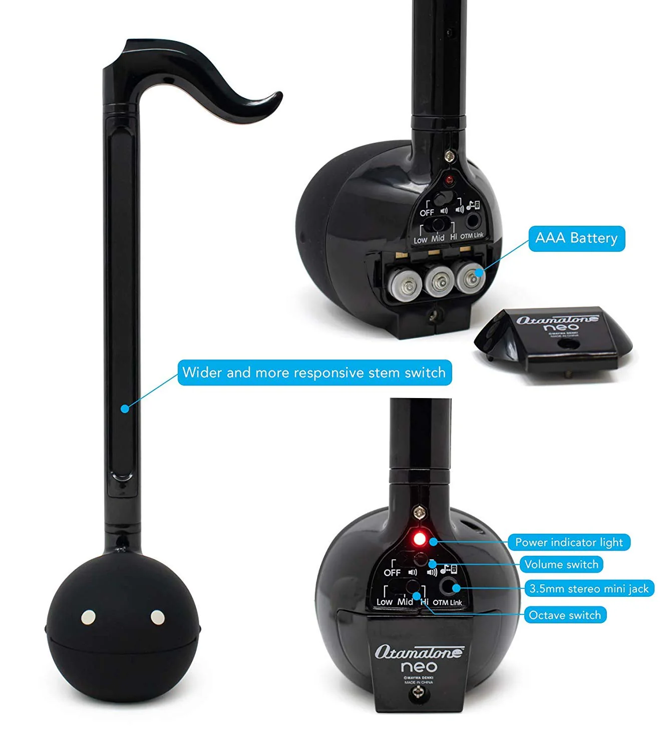 Otamatone "Neo 10th Anniversary Special Edition [Japanese Version] Black - Japanese Electronic Musical Instrument Synthesizer Neo Japanese Black - Image 3