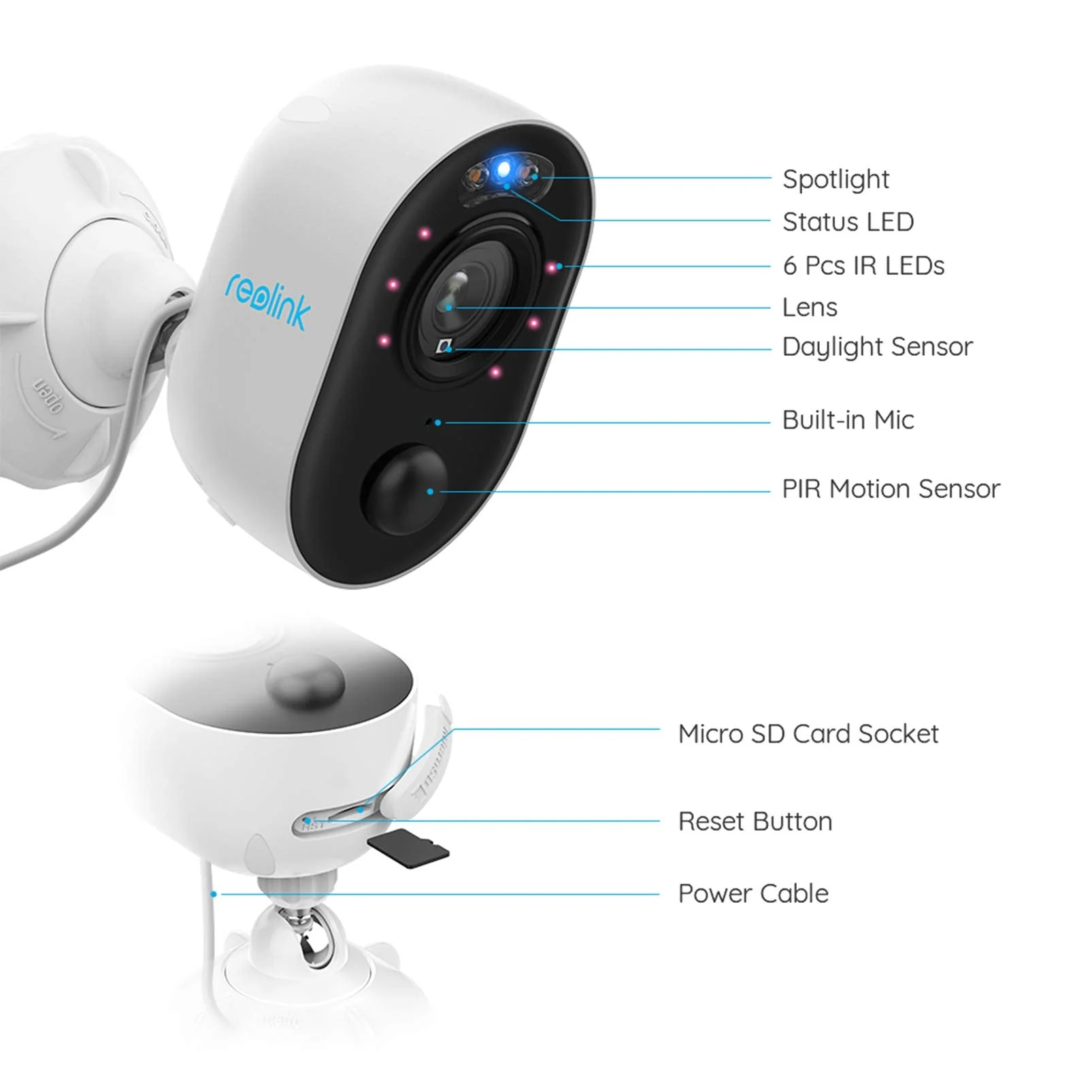 Outdoor Security Camera with Spotlight, Reolink Lumus 1080P HD Plug-in WiFi Camera for Home Security System, PIR Motion Detection, Two-Way Talk and Siren Alarm, Waterproof, Cloud/Micro SD Card Storage - Image 6