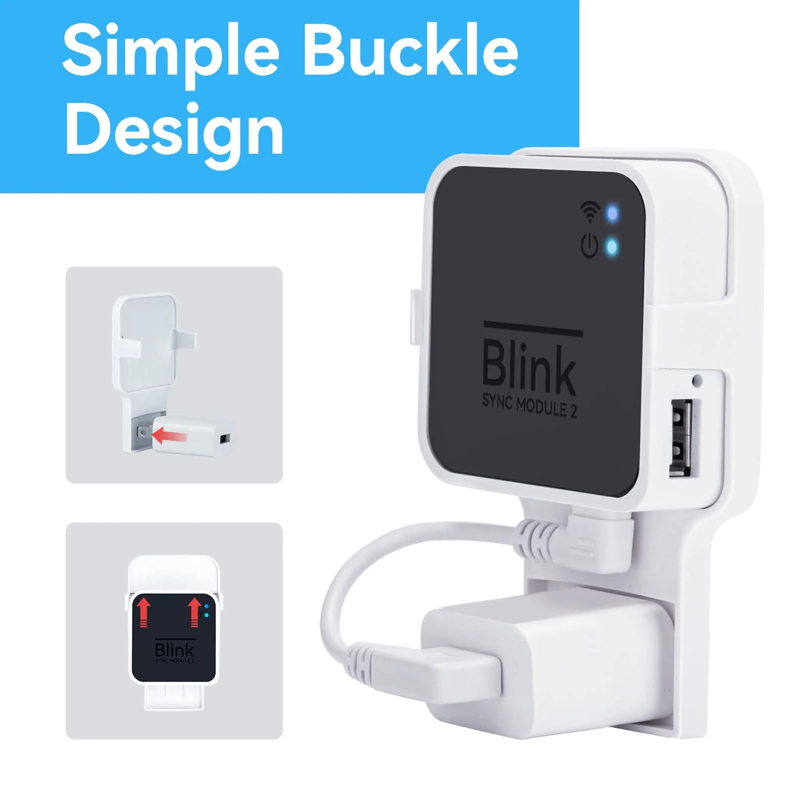 Outlet Wall Mount for Blink Sync Module 2, Mount Bracket Holder for Blink Outdoor Camera Home Security Camera with Easy Mount Short Cable and No Messy Wires or Screws - Image 5